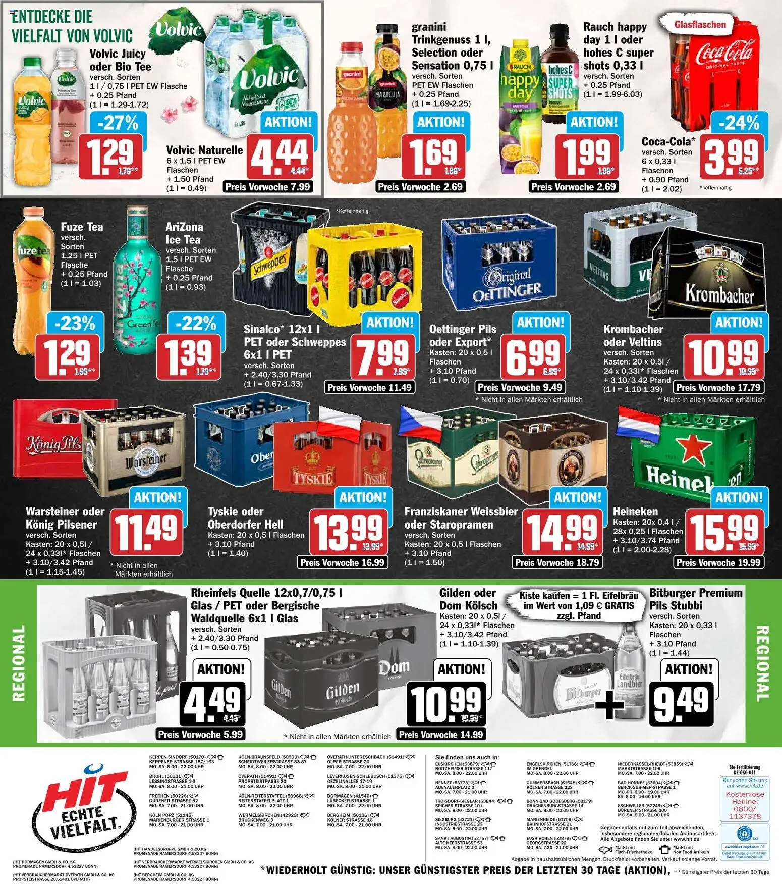 Vorschau von dem Prospekt des Geschäftes HIT, gültig ab dem 12.10.2026 - Tee, Warsteiner, Heineken, Veltins, Bitburger, Volvic, Hohes c, Rheinfels quelle
