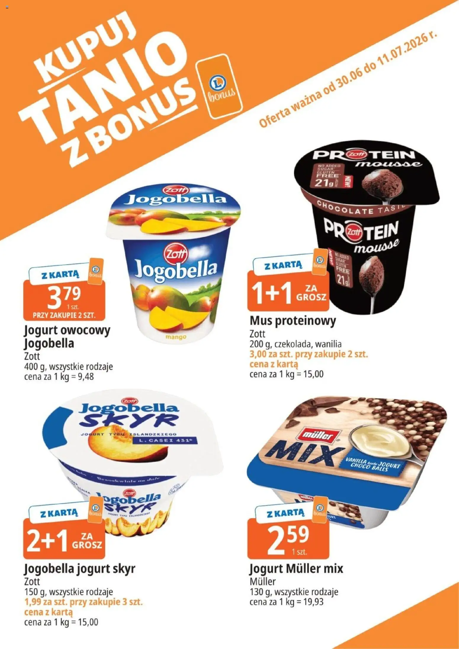 Pogląd gazetki "E.Leclerc gazetka - Kupony dodatkowe" ze sklepu E.Leclerc ważnej od 30.06.2026 - Mango, Skyr, Karta, Wanilia, Jogurt, Jogurt Skyr, Jogurt typu islandzkiego, Jogurt owocowy