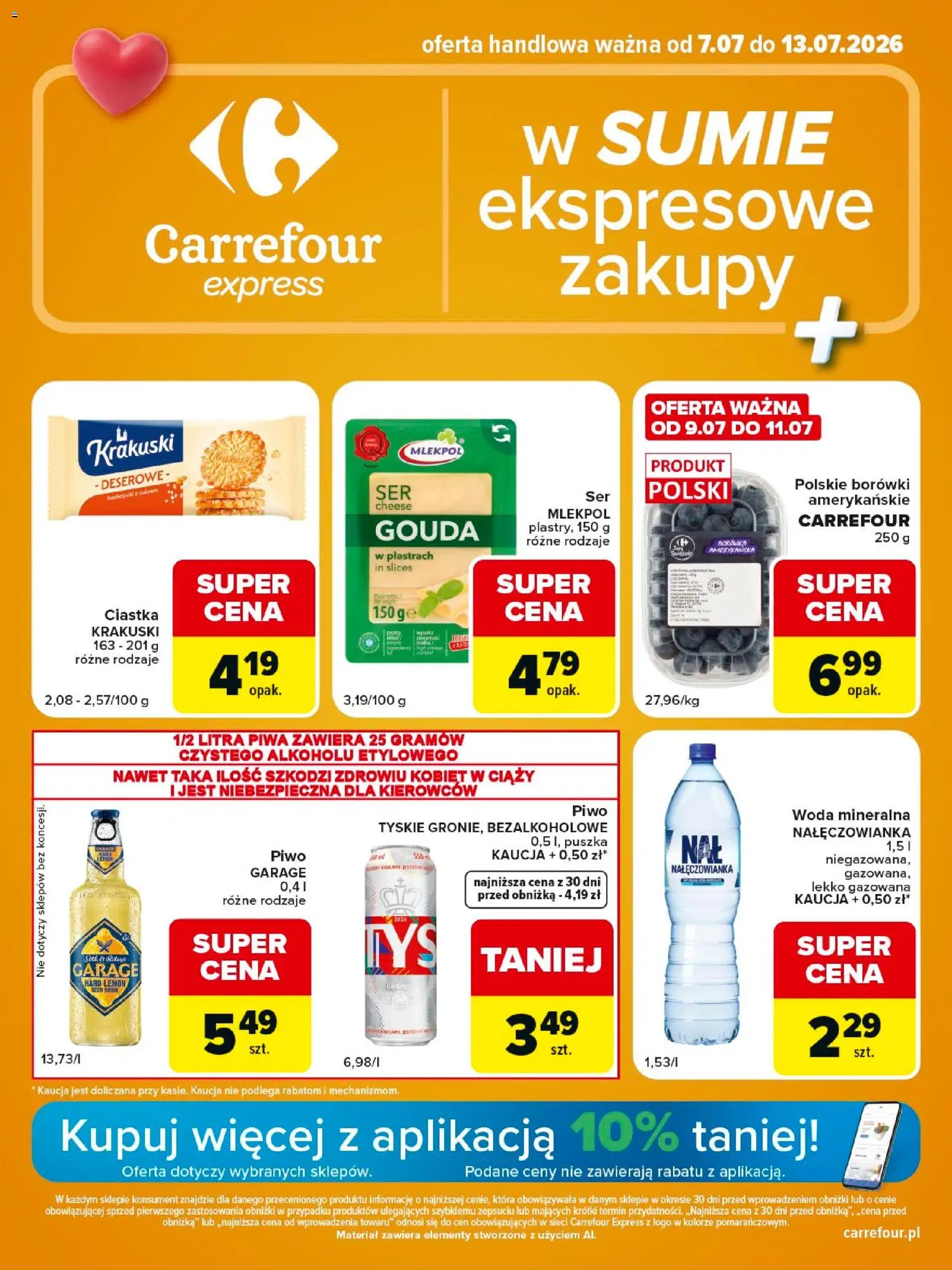Pogląd gazetki "Carrefour gazetka - Express II" ze sklepu Carrefour ważnej od 07.07.2026 - Woda, Piwo, Ciastka, Borówki, Tyskie, Woda mineralna, Piwo tyskie