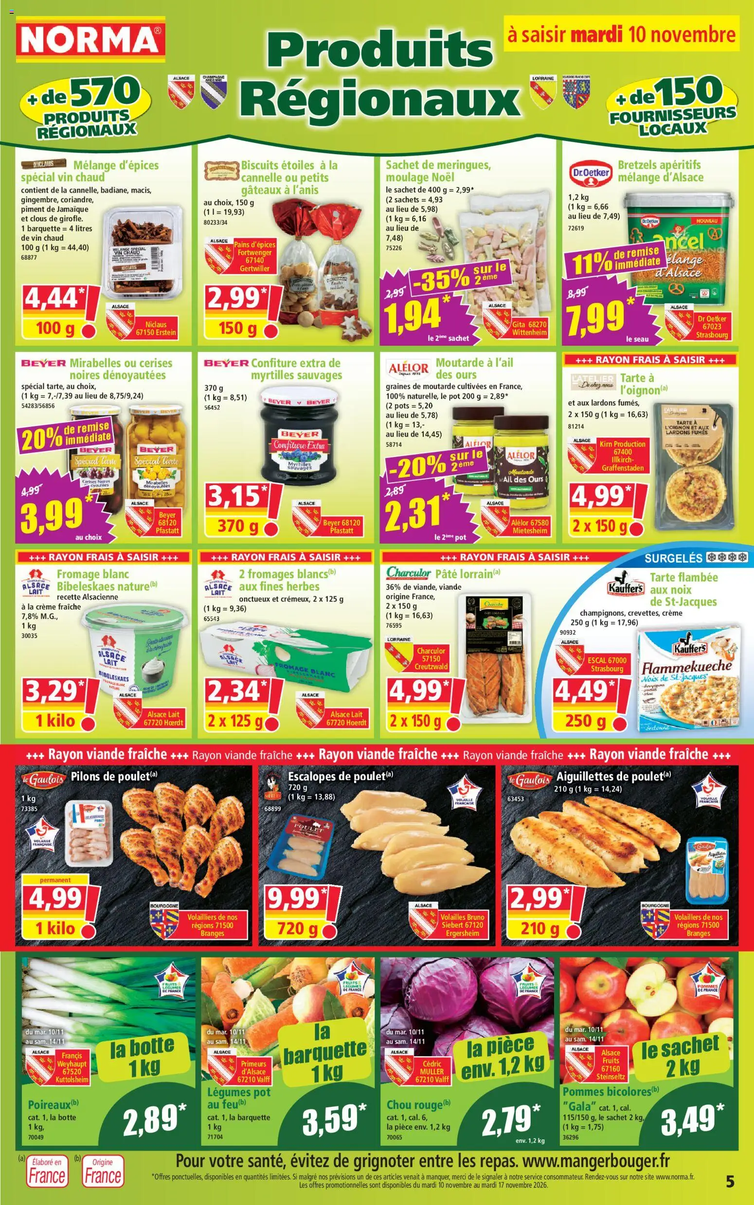 Prévisualisation de Norma catalogue du magasin Norma formulaire valide 10/11/2026 - Lait, Pâte, Cannelle, Cerises, Biscuits, Piment, Pilons, Pommes