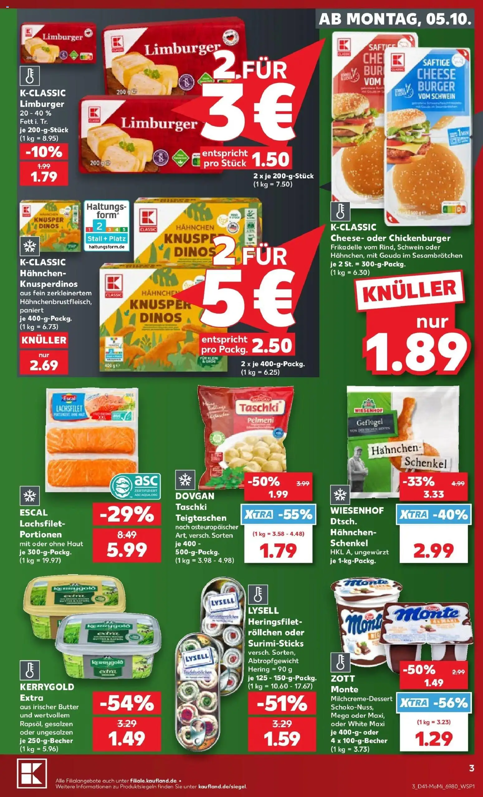 Vorschau von dem Prospekt des Geschäftes Kaufland, gültig ab dem 05.10.2026 - Burger, Butter, Hering, Gouda, Hahnchen