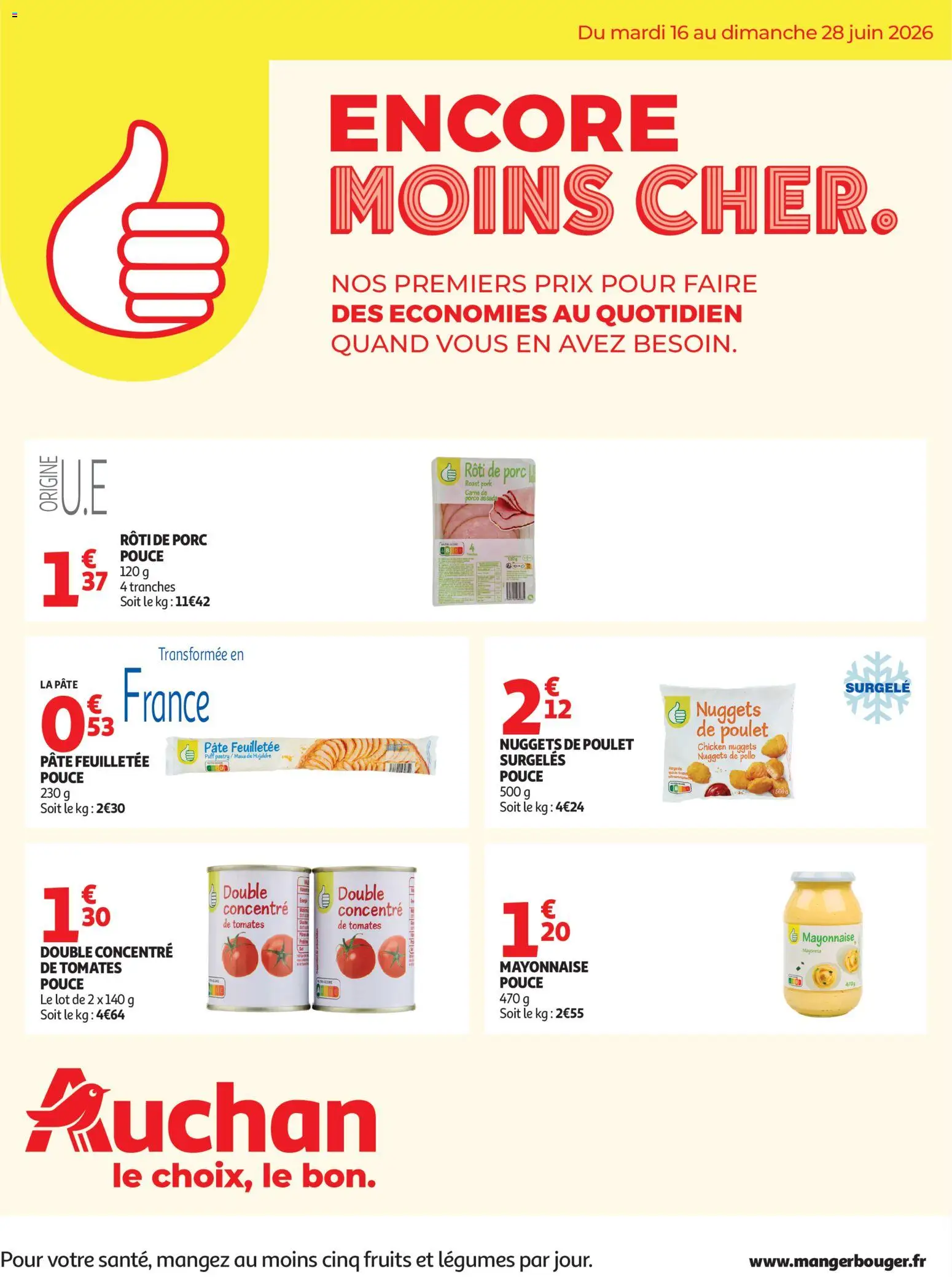 Prévisualisation de Auchan Petits prix marque Pouce du magasin Auchan formulaire valide 16/06/2026
