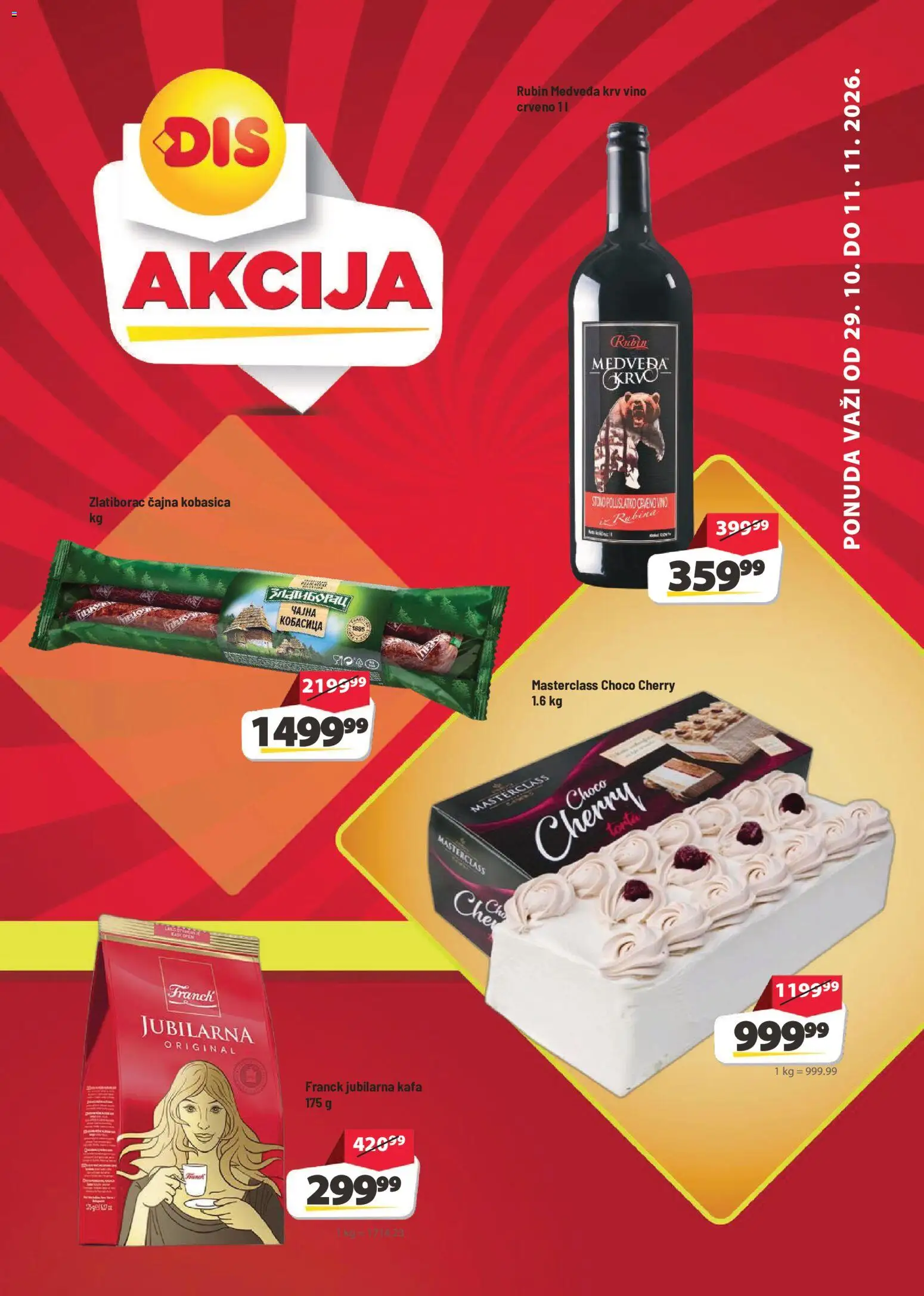 Pregled DIS kataloga - važi od 29.10.2026 - Torta, Kafa, Vino, Kobasica