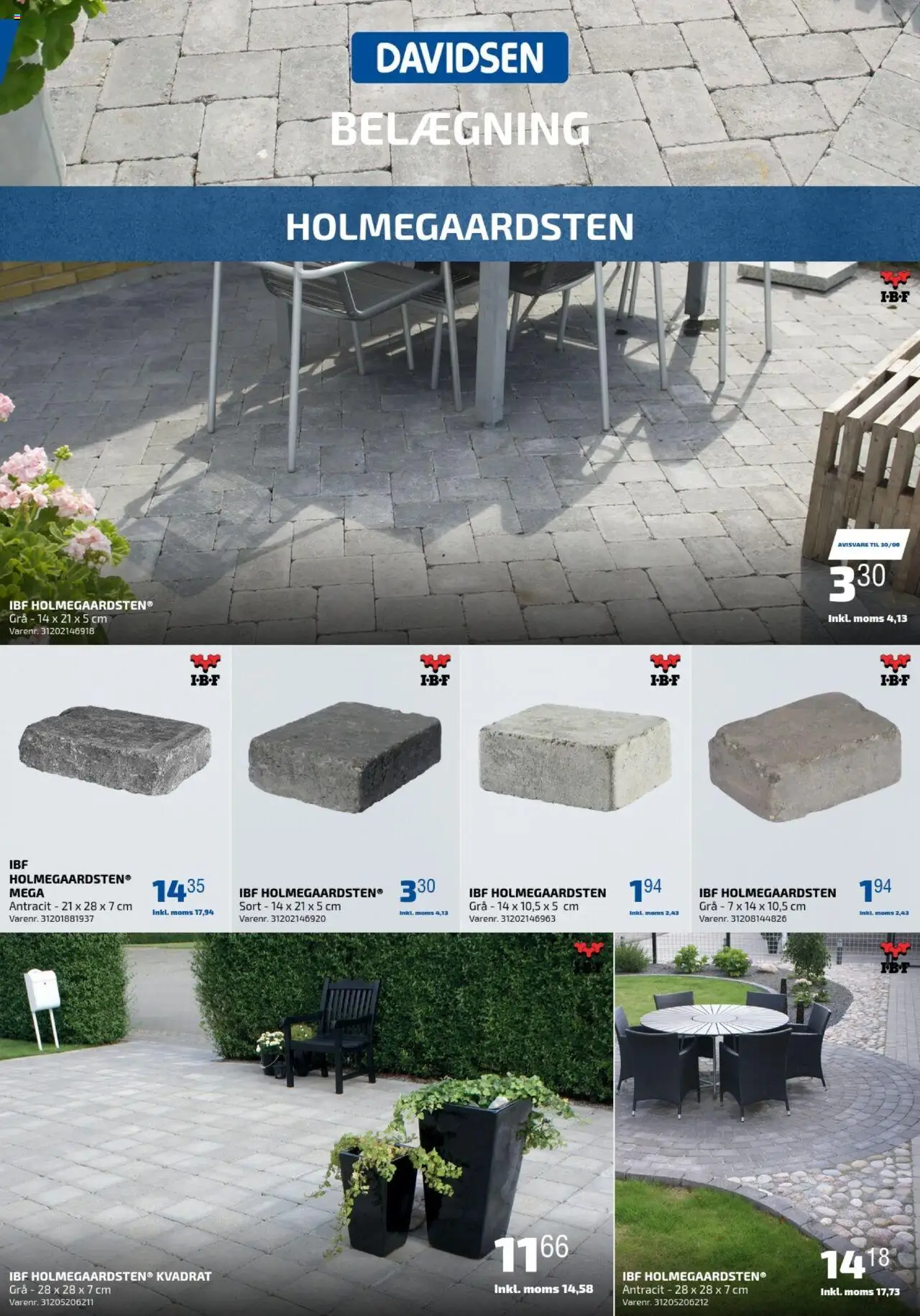 Eksempel på tilbudsavis Belægning (ekskl. moms) fra butik Davidsen gyldig fra 09/04/2024