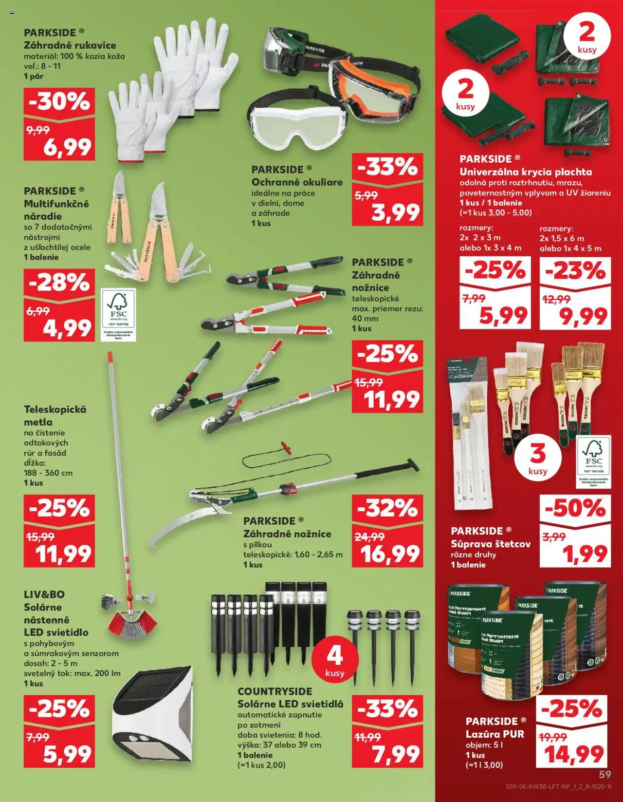 Náhľad Kaufland letáku platného od 18.09.2025 - Med, Parkside, Okuliare, Náradie, Rukavice, Led, Led svietidla, Plachta