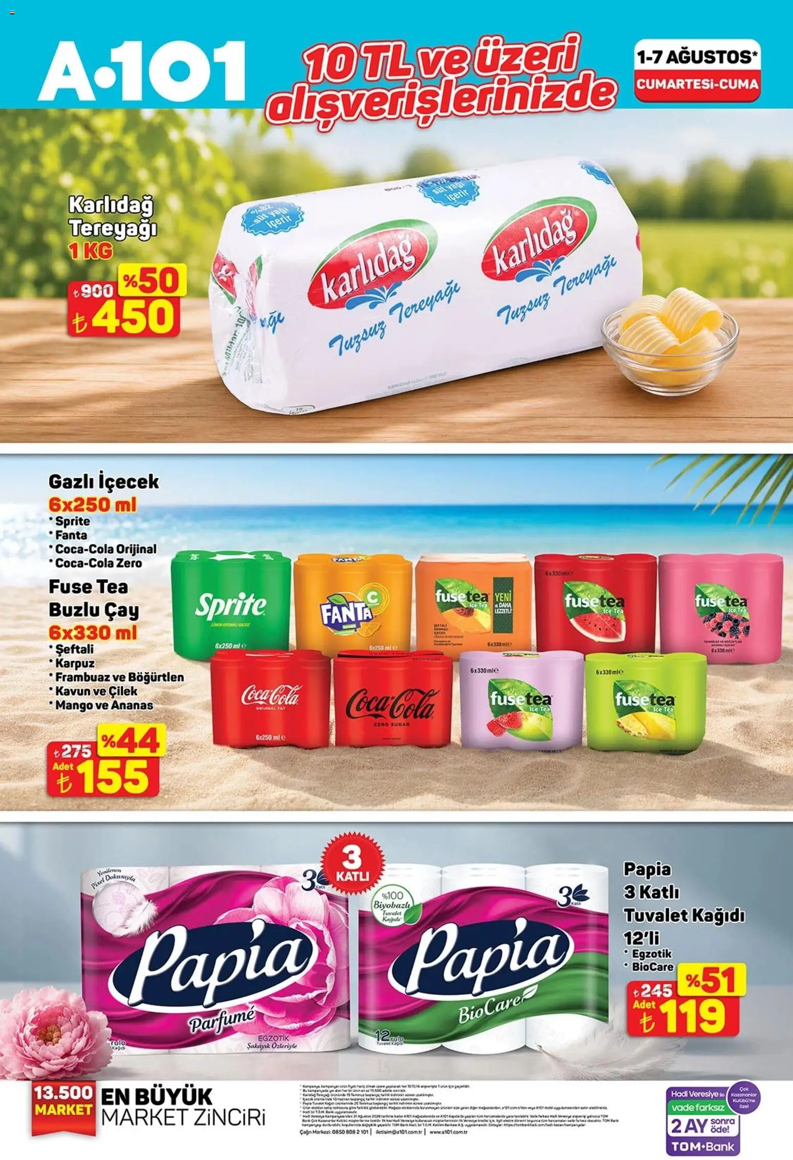 A101 A101 İndirim 01.08.2026 - Broşürünün önizlemesi - Mango, Çay, Ananas, Tuvalet, Böğürtlen, Fuse tea, Fanta, Sprite