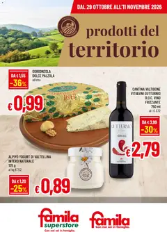 Anteprima dell'opuscolo Famila volantino Prodotti del Territorio dal negozio Famila valido da 29/10/2026