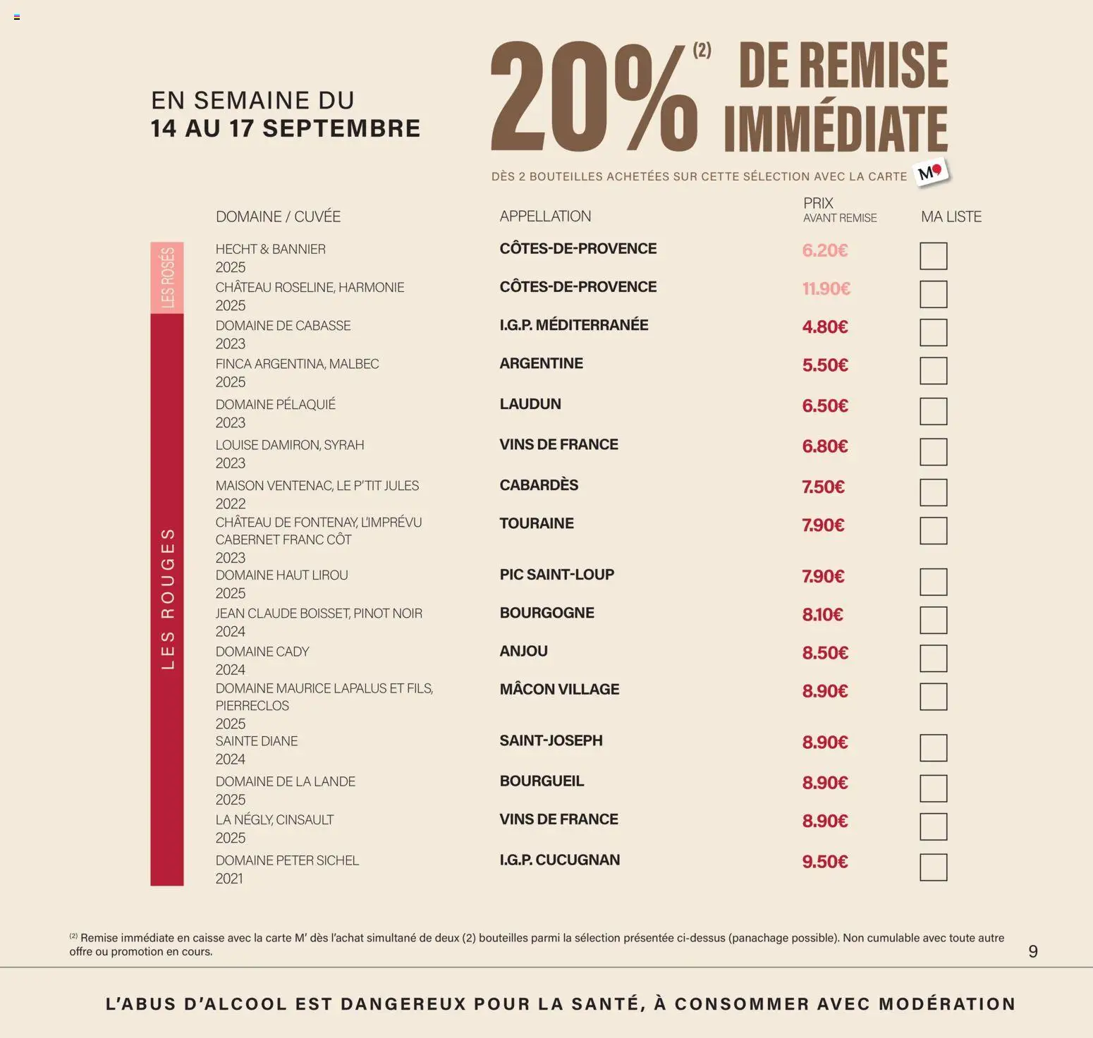 Prévisualisation de Monoprix - Calendrier foire aux vins du magasin Monoprix formulaire valide 11/09/2026 - Jean, Bourgogne, Pinot noir