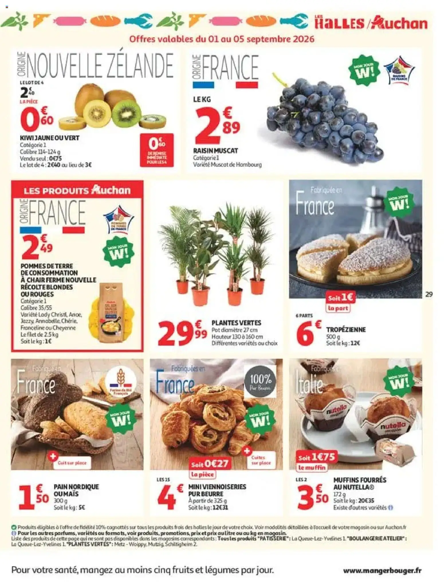 Prévisualisation de Auchan Tops rentrée supers du magasin Auchan formulaire valide 01/09/2026 - Boulangerie, Kiwi, Muffins, Nutella, Pommes de terre, Viennoiseries, Plantes vertes, Pommes
