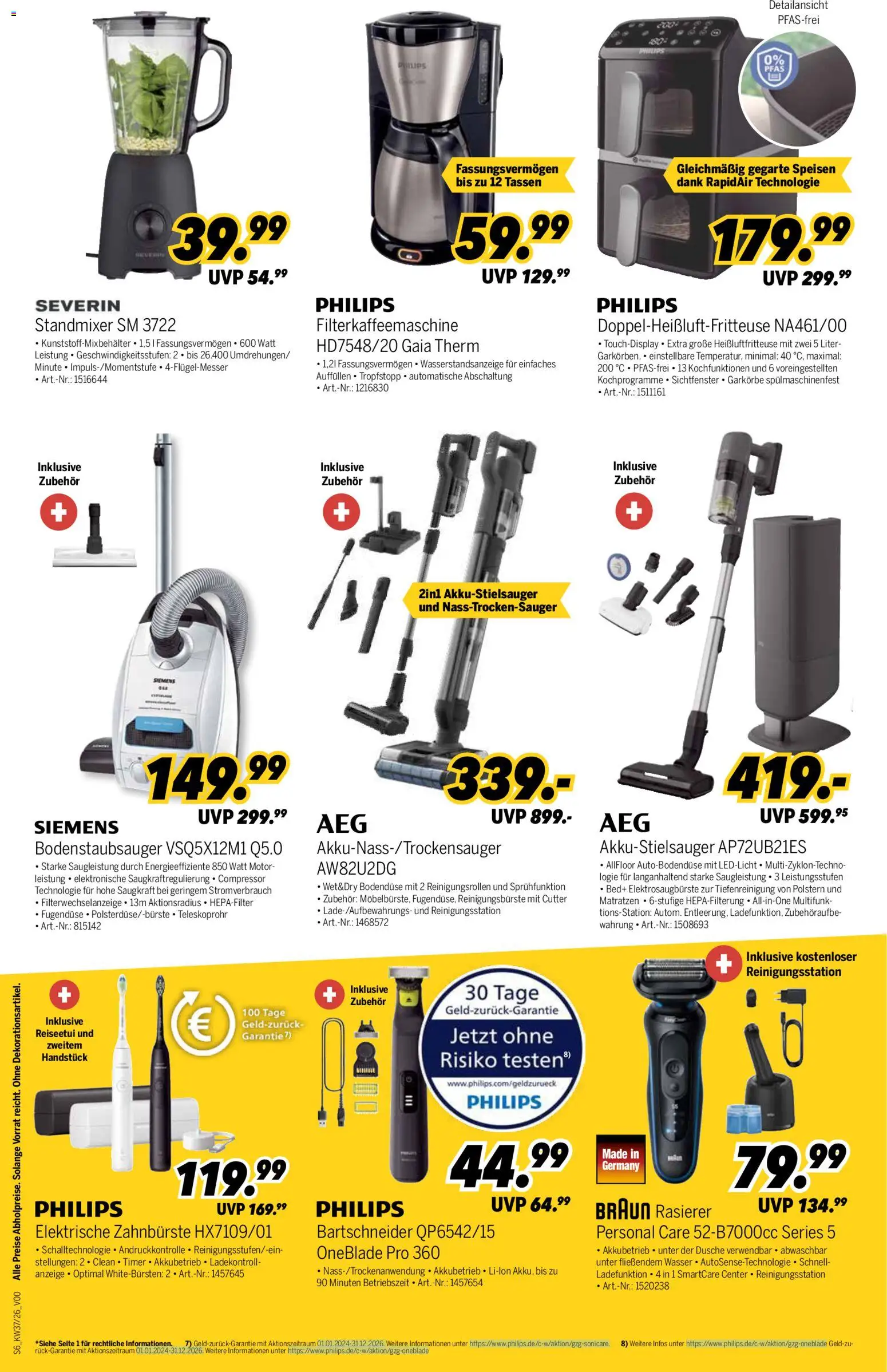 Vorschau von dem Prospekt des Geschäftes Medimax, gültig ab dem 05.09.2026 - Heißluftfritteuse, Philips, Siemens, Elektrische zahnbürste, Dusche, Rasierer, Filterkaffeemaschine, Cutter