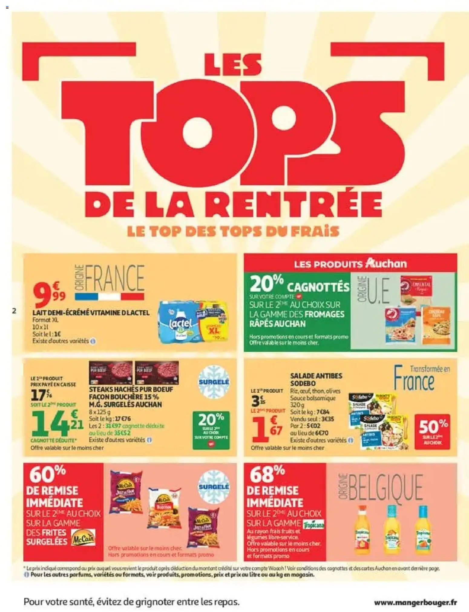 Prévisualisation de Auchan Tops rentrée supers du magasin Auchan formulaire valide 01/09/2026 - Salade, Fruits, Lait, Frites, Olives, Frites surgelées