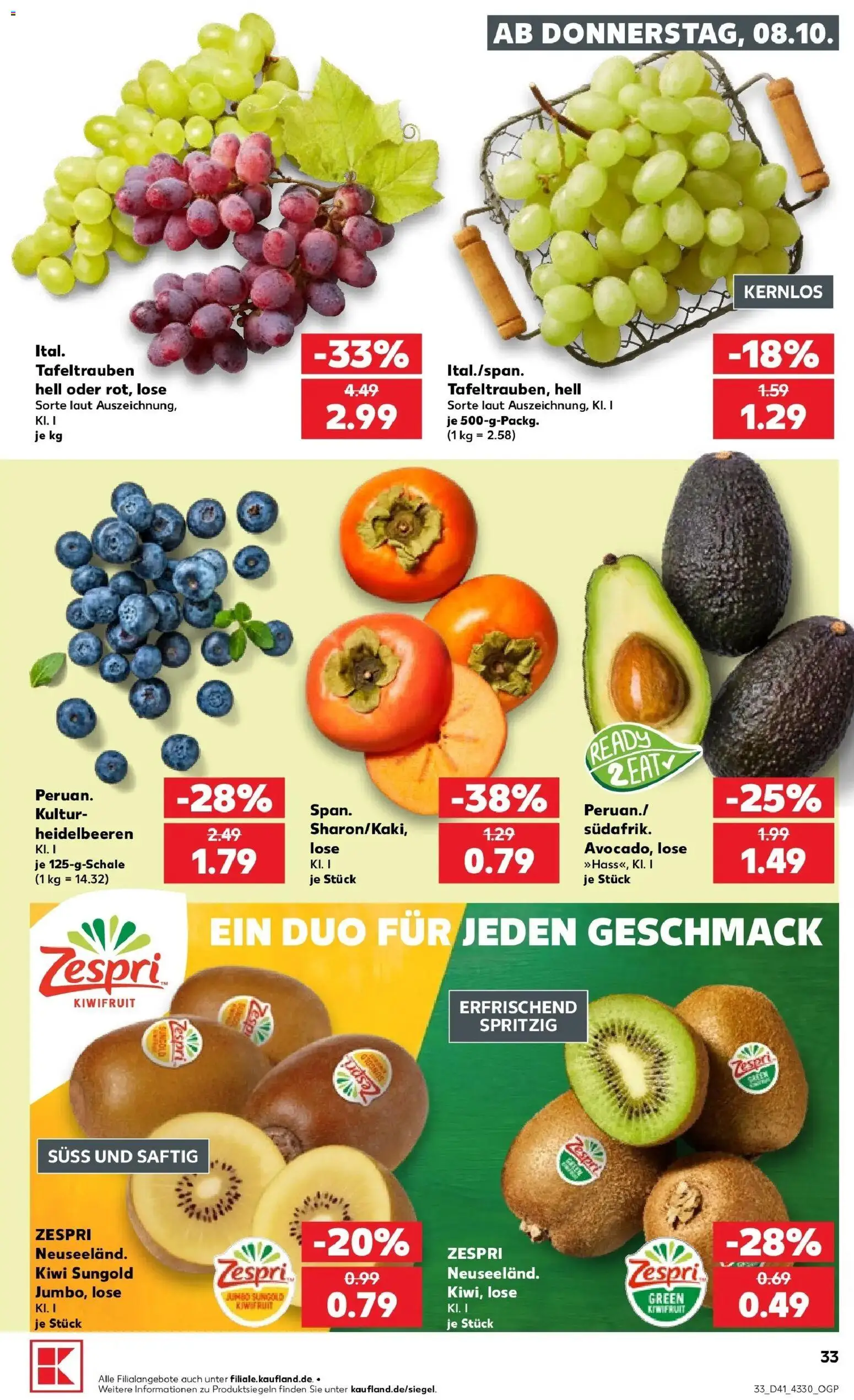 Vorschau von dem Prospekt des Geschäftes Kaufland, gültig ab dem 08.10.2026 - Kiwi, Heidelbeeren