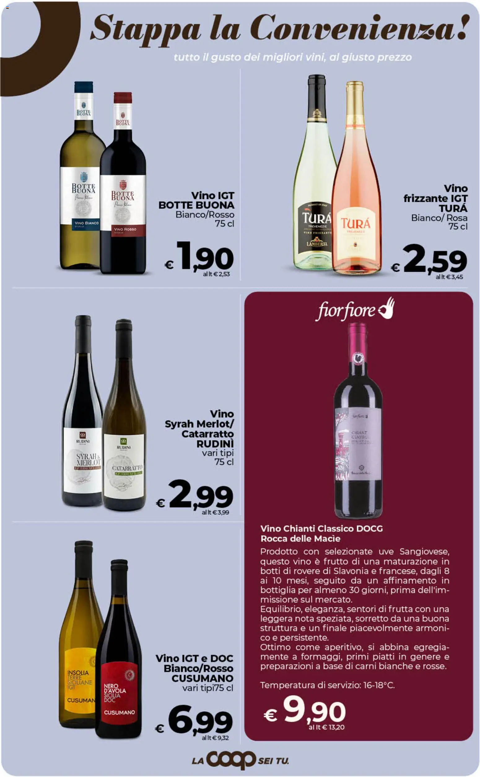 Anteprima dell'opuscolo COOP volantino inCoop Sicilia dal negozio COOP valido da 01/09/2026 - Vino, Piatti, Frutta, Bottiglia, Vino rosso, Vino bianco, Vino Chianti