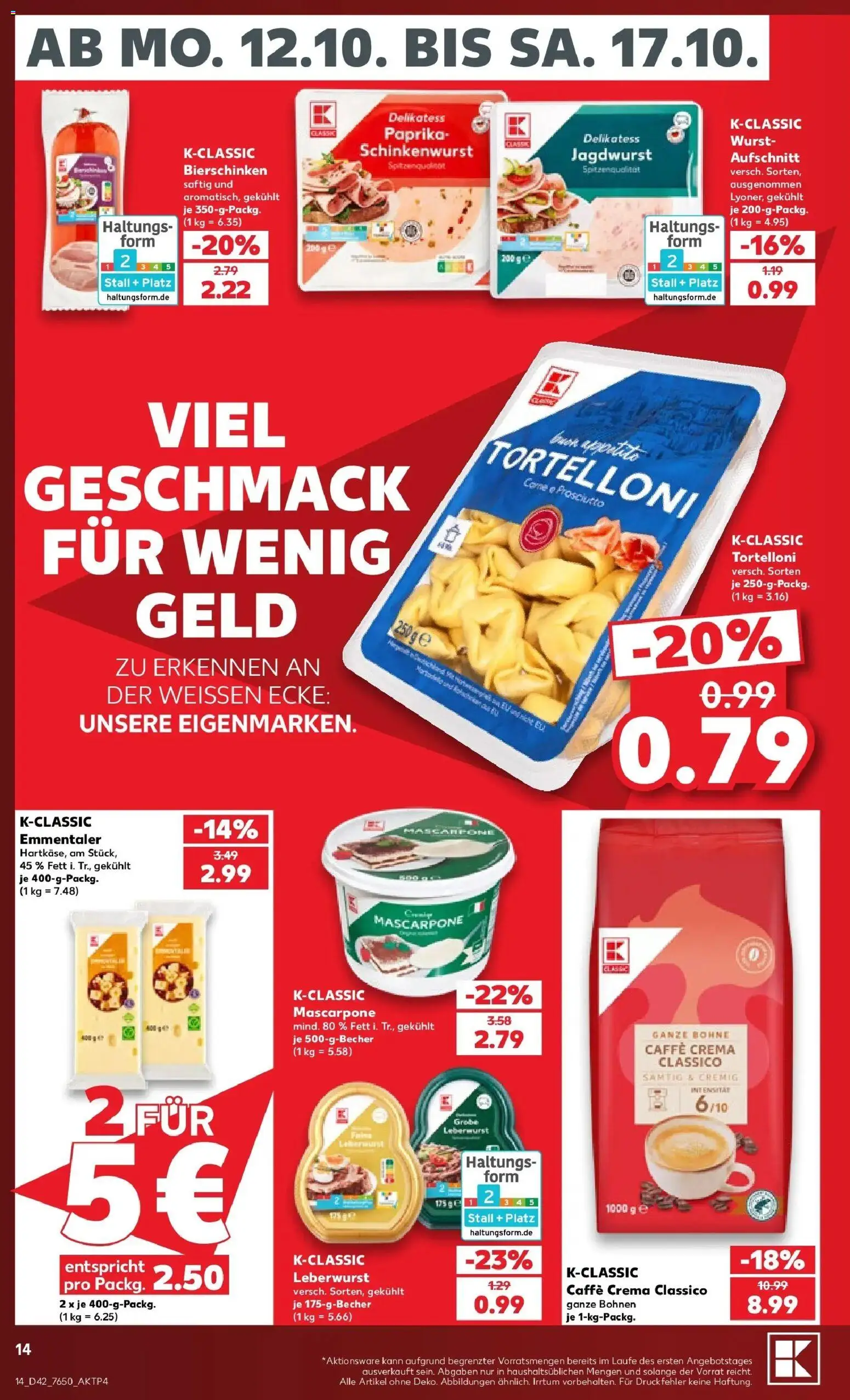 Vorschau von dem Prospekt des Geschäftes Kaufland, gültig ab dem 12.10.2026 - Wurst, Mascarpone, Paprika