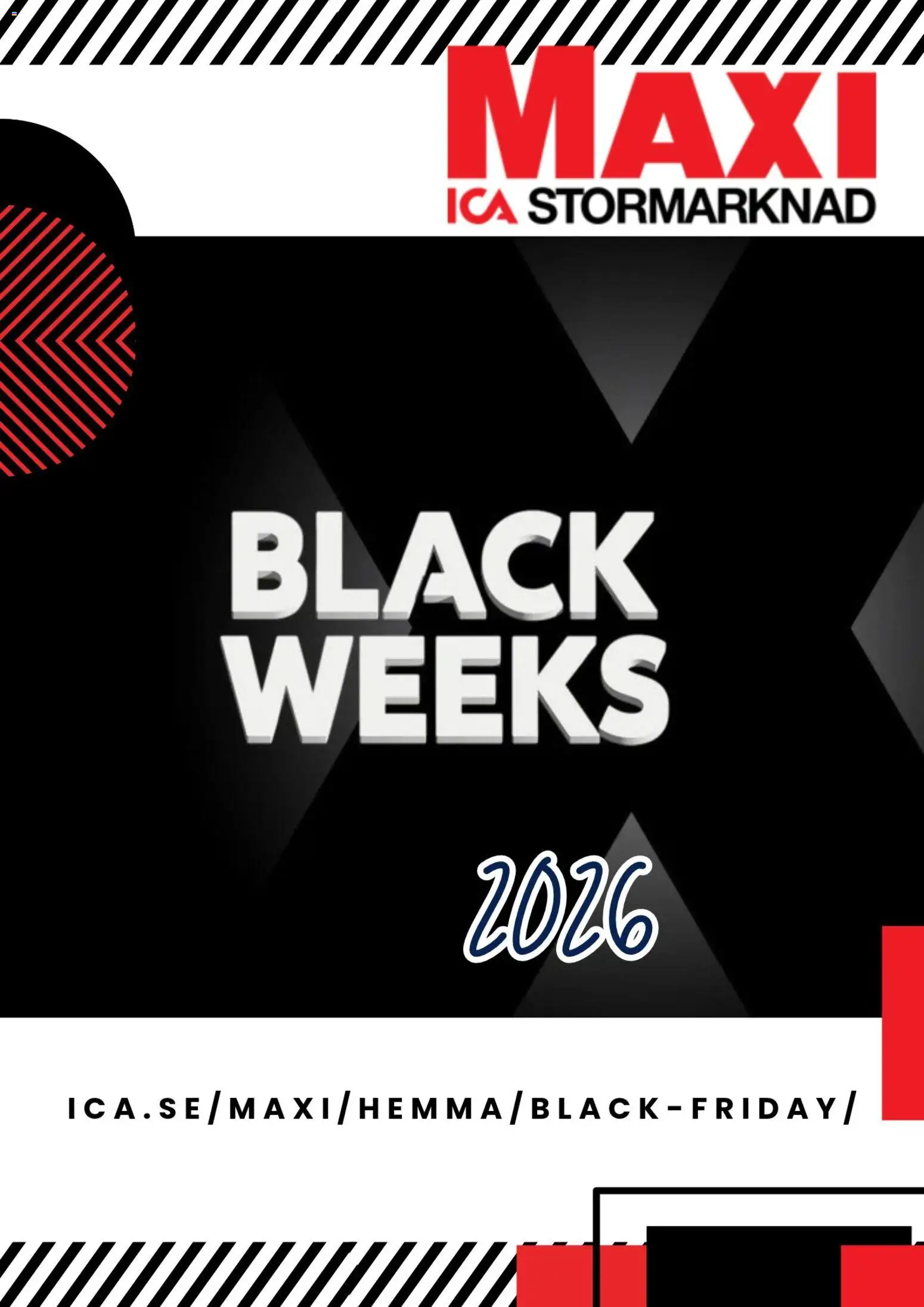 Förhandsgranska reklamblad ICA Maxi - Black Friday förhandsinformation från butik ICA Maxi gäller från 19/10/2026