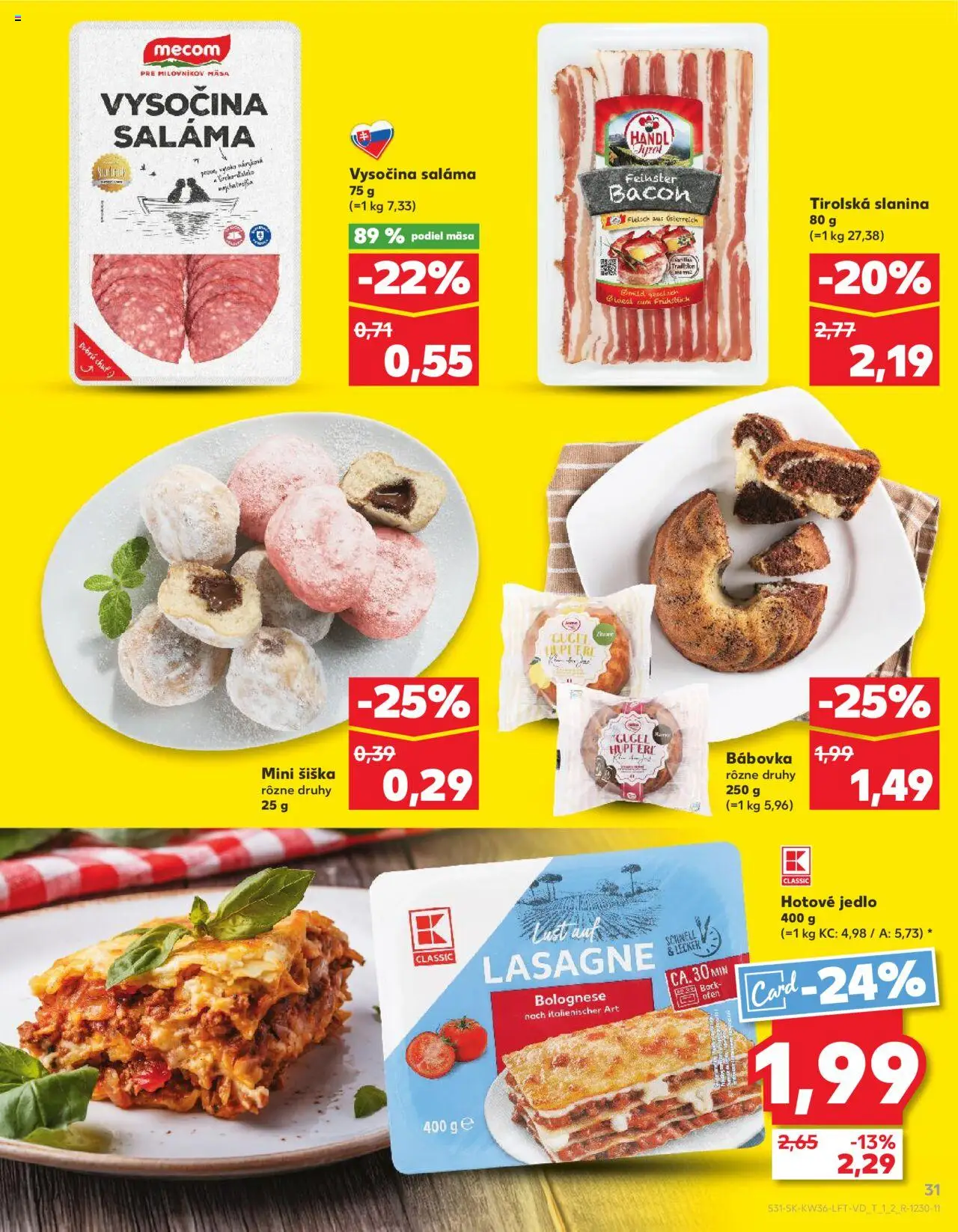 Náhľad Kaufland letáku platného od 04.09.2025 - Lasagne, Slanina, Saláma, Pás