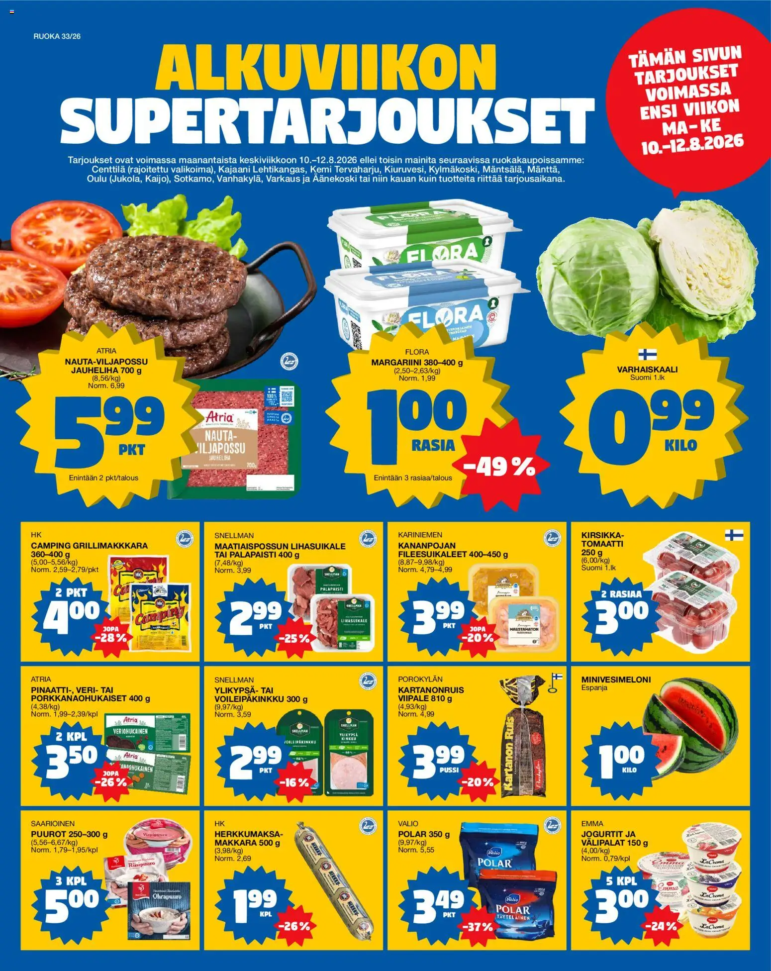 Kaupan Tokmanni Tokmanni ruokatarjoukset esikatselu, voimassa 10/08/2026
