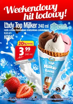 Pogląd gazetki "Prim Market promocja - Lody Top Milker Rożek Koral" ze sklepu Prim Market ważnej od 17.07.2026