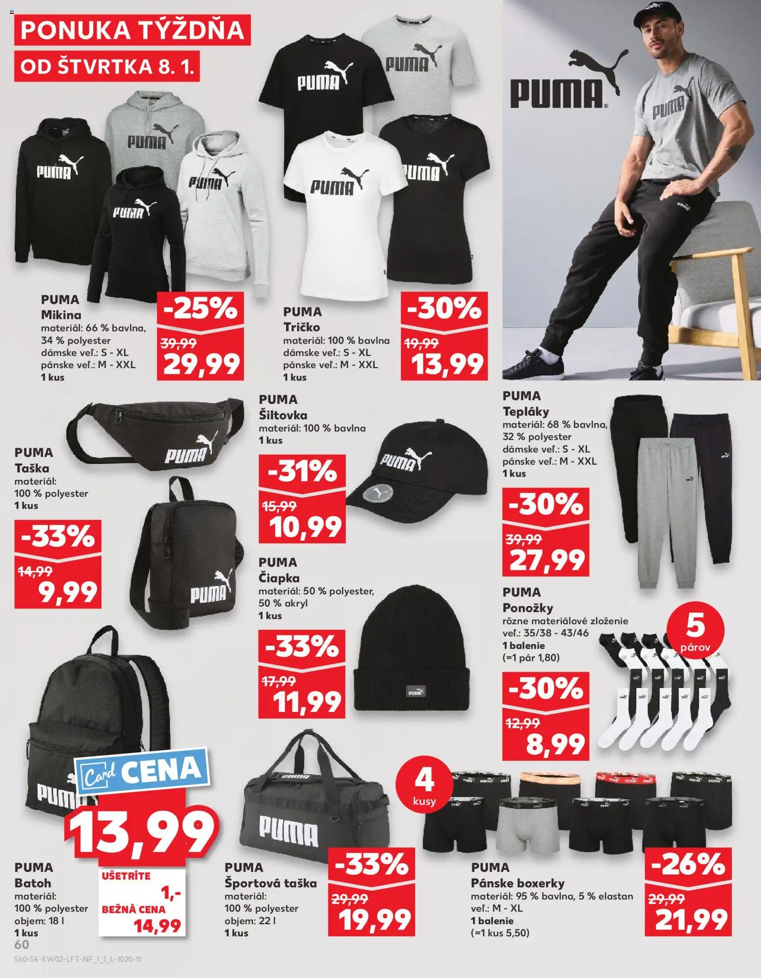 Náhľad Kaufland letáku platného od 08.01.2026 - Mikina, Tričko, Ponožky, Batoh, Boxerky, Taška, Čiapka