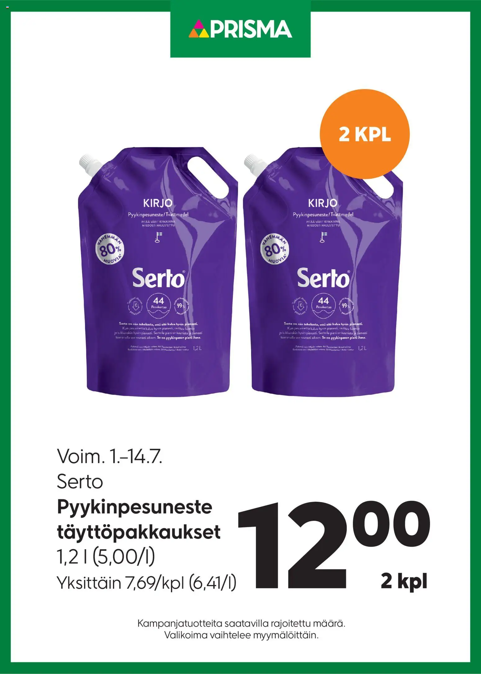 Kaupan Prisma Prisma tarjoukset Serto esikatselu, voimassa 01/07/2026