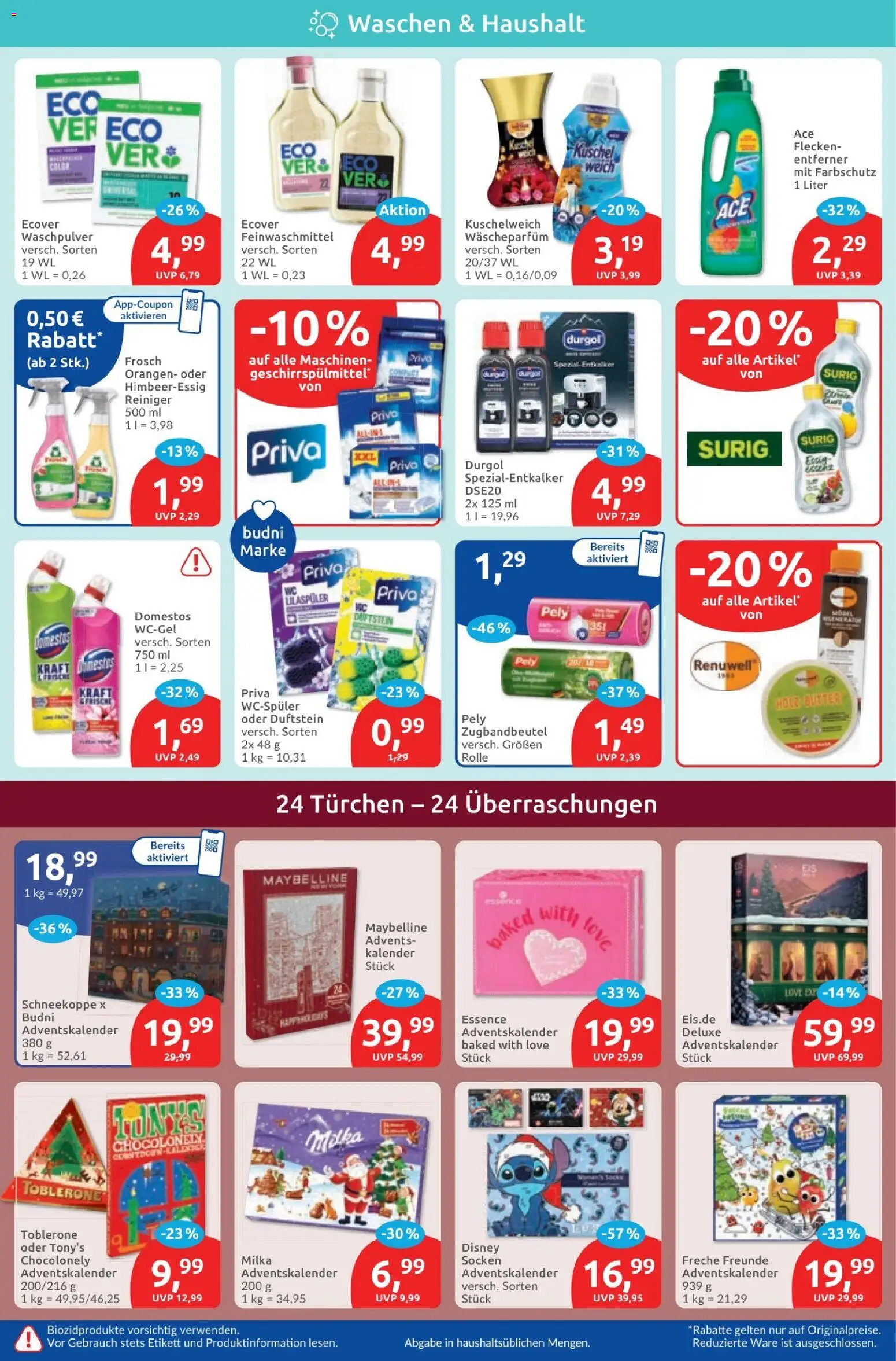 Vorschau von dem Prospekt des Geschäftes Budni, gültig ab dem 02.11.2026 - Butter, Milka, Socken, Orangen, Waschpulver, Kuschelweich