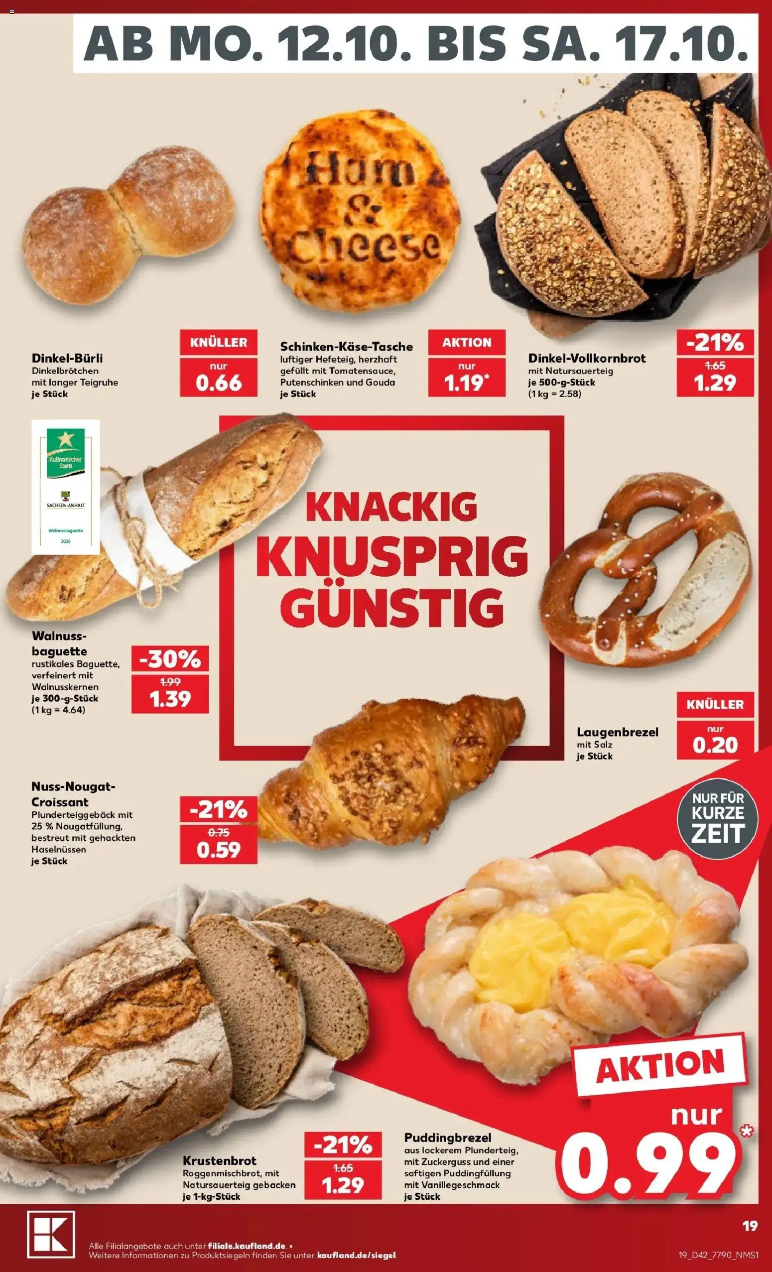 Vorschau von dem Prospekt des Geschäftes Kaufland, gültig ab dem 12.10.2026 - Croissant, Baguette, Salz, Gouda