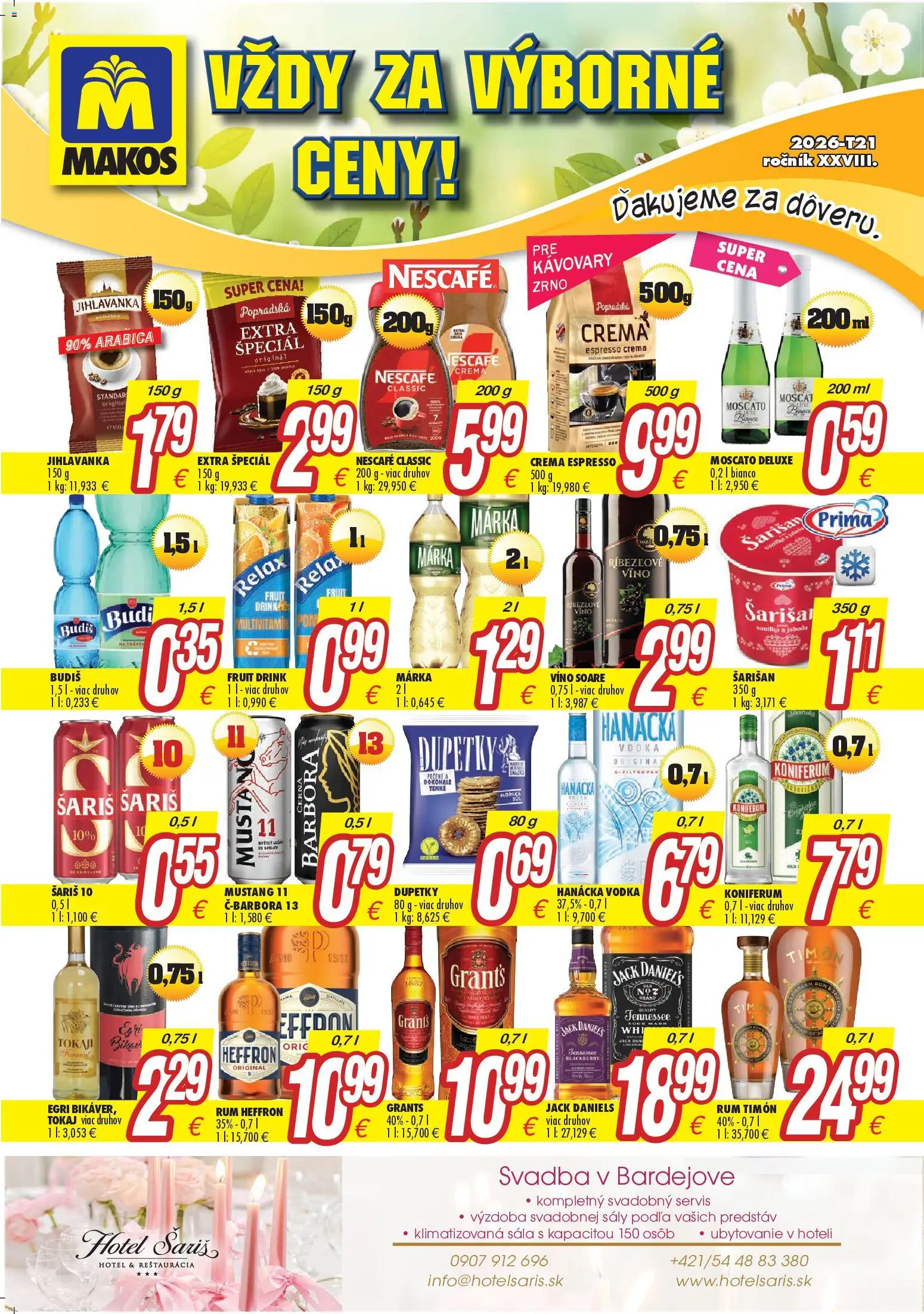 Náhľad Makos letáku platného od 18.05.2026 - Mlieko, Cottage cheese, Skyr, Klobása, Jogurt, Koniferum, Majonéza, Nescafé Classic