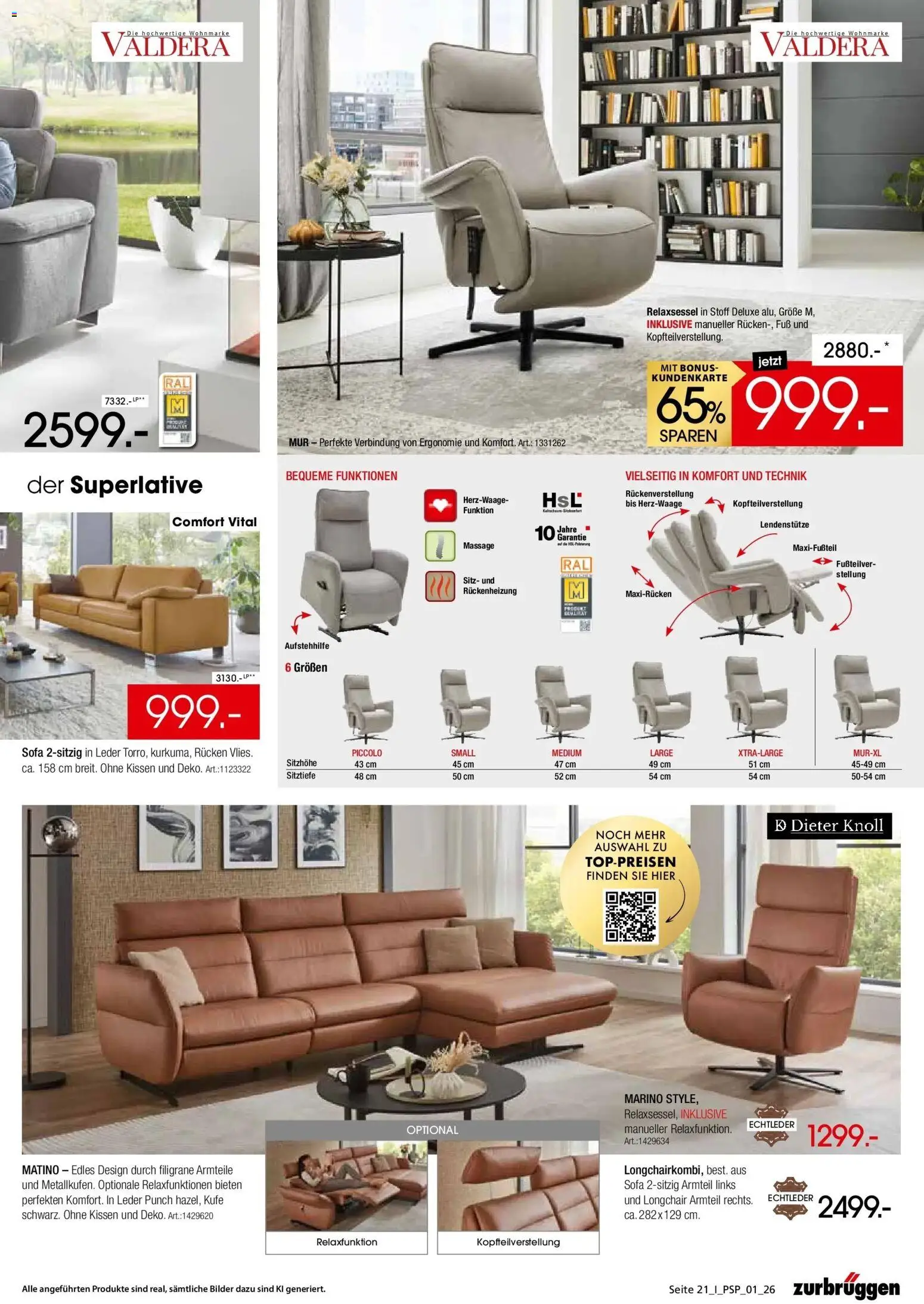 Vorschau von dem Prospekt des Geschäftes Zurbrüggen, gültig ab dem 26.10.2026 - Bilder, Sofa, Relaxsessel, Kissen