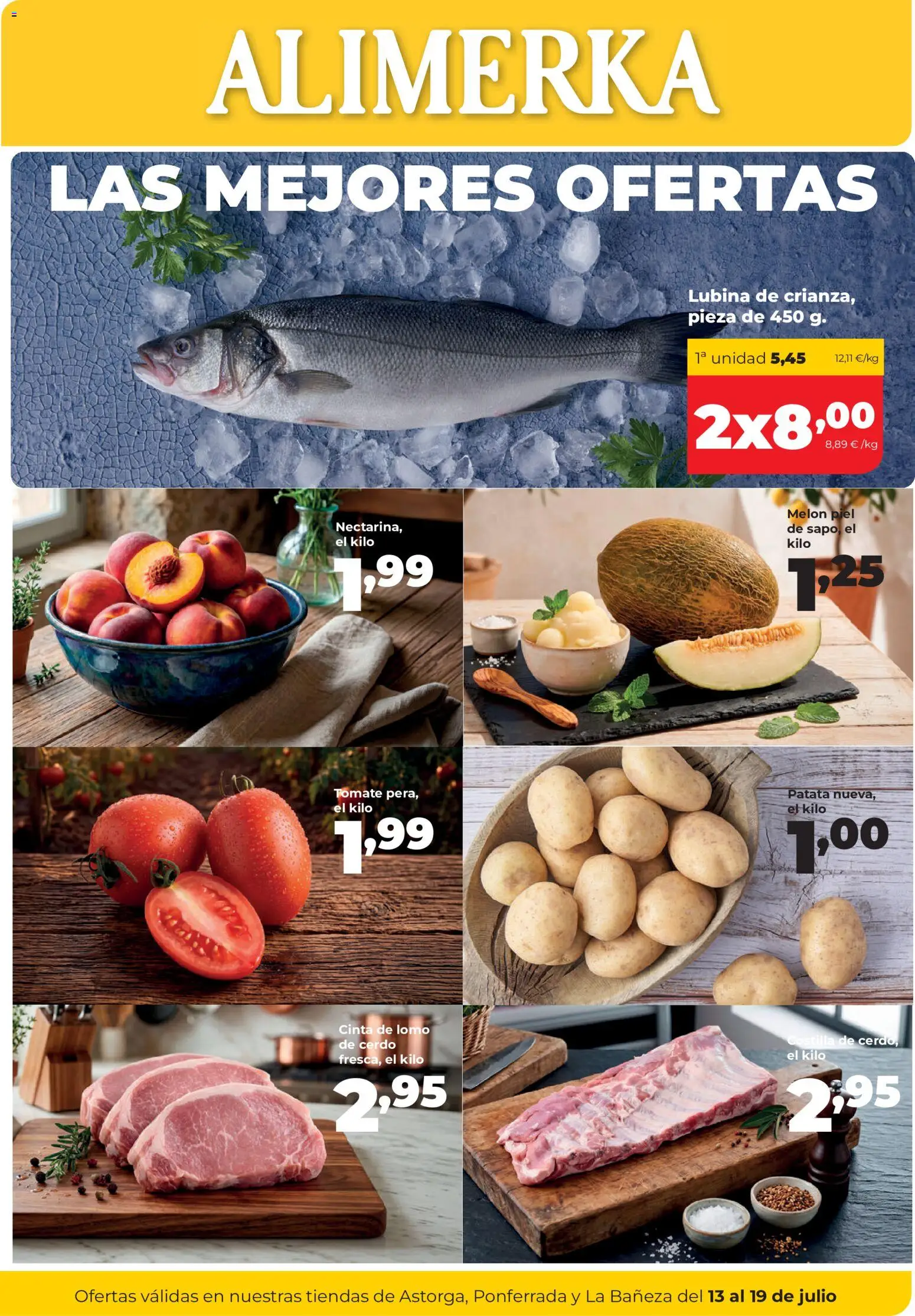 Vista previa del folleto de la tienda Alimerka válido desde el 13/07/2026 - Tomate, Cerdo, Lomo, Lomo de cerdo, Melón