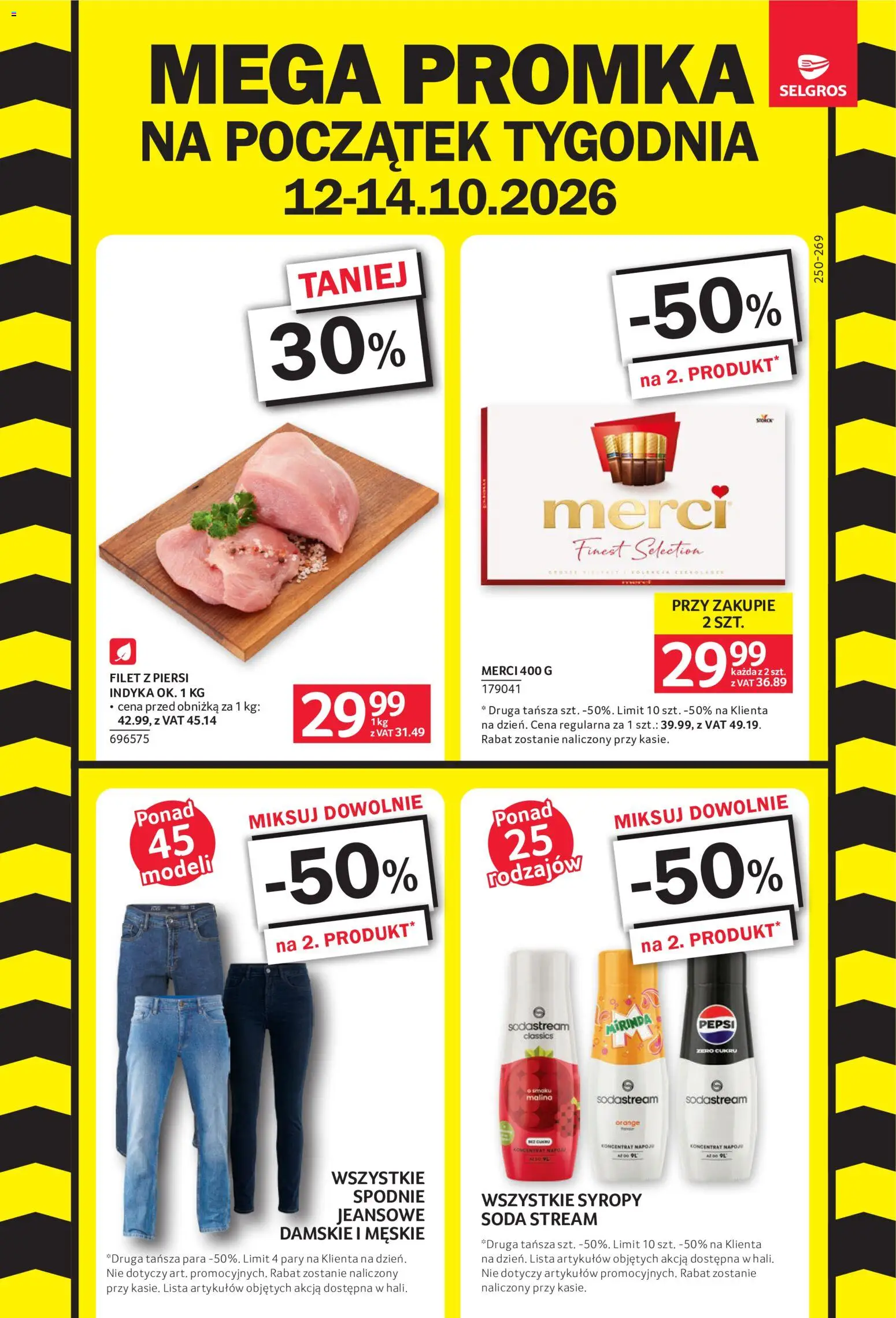 Pogląd gazetki "Selgros cash&carry gazetka - Mega Promka" ze sklepu Selgros cash&carry ważnej od 12.10.2026 - Sodastream, Spodnie, Merci, Pepsi, Malina, Piersi, Filet