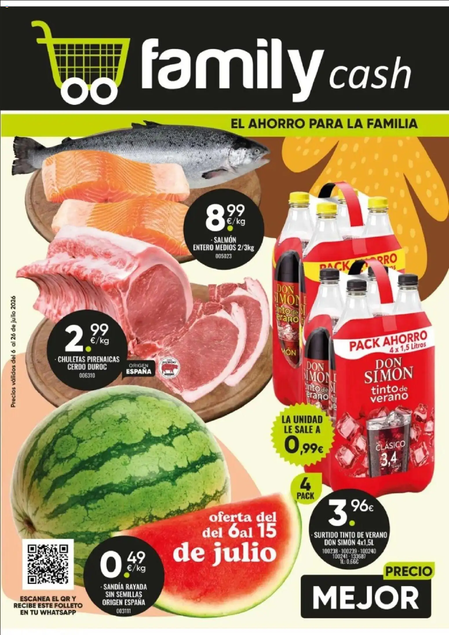 Vista previa del folleto de la tienda Family Cash válido desde el 06/07/2026 - Cerdo, Sandía, Salmón