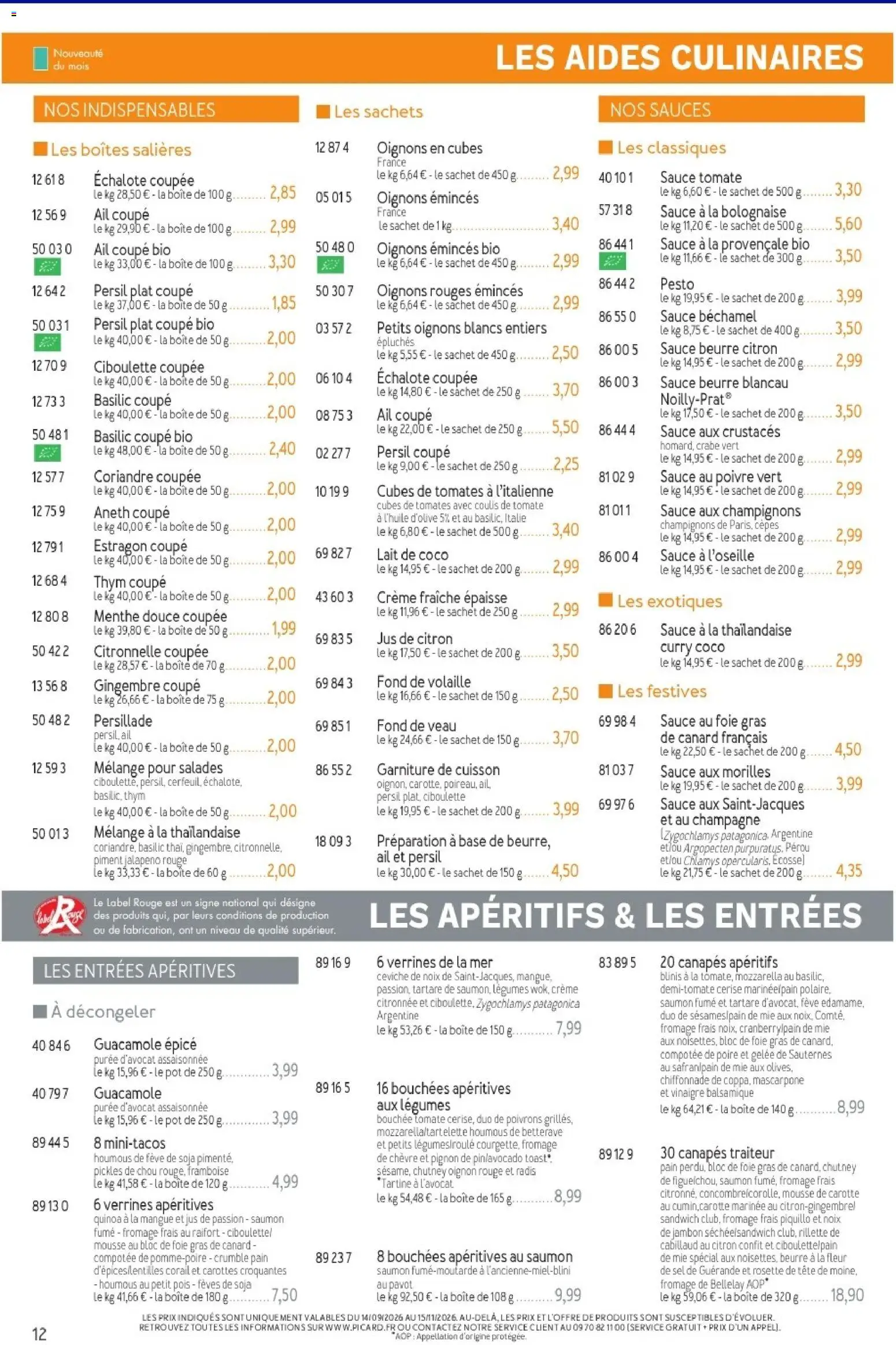 Prévisualisation de Picard - Catalogue Trimestriel du magasin Picard formulaire valide 14/09/2026 - Béchamel, Canapés, Guacamole, Quinoa, Ail, Cerise, Sauce tomate, Jus de citron