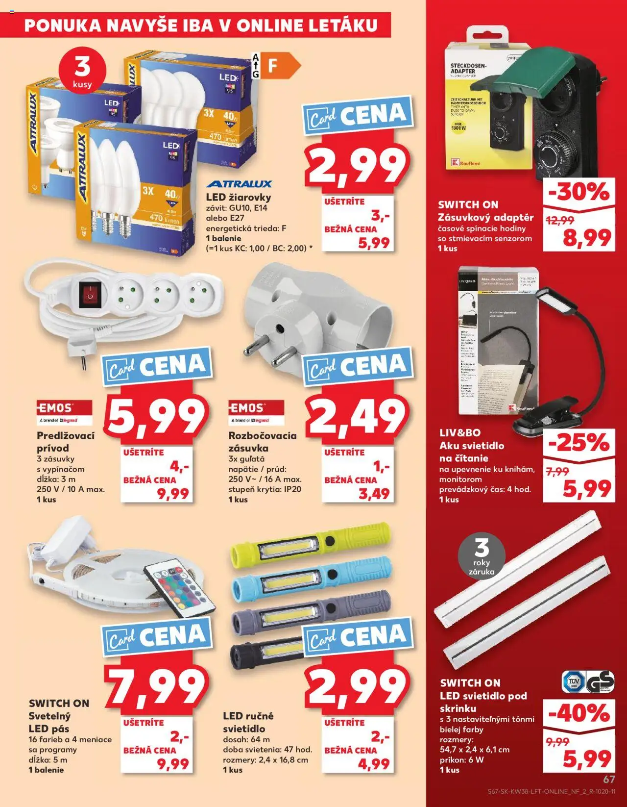 Náhľad Kaufland letáku platného od 18.09.2025 - Hodiny, Zásuvka, Led, Aku, Žiarovky, Pás, Adaptér, Led pás