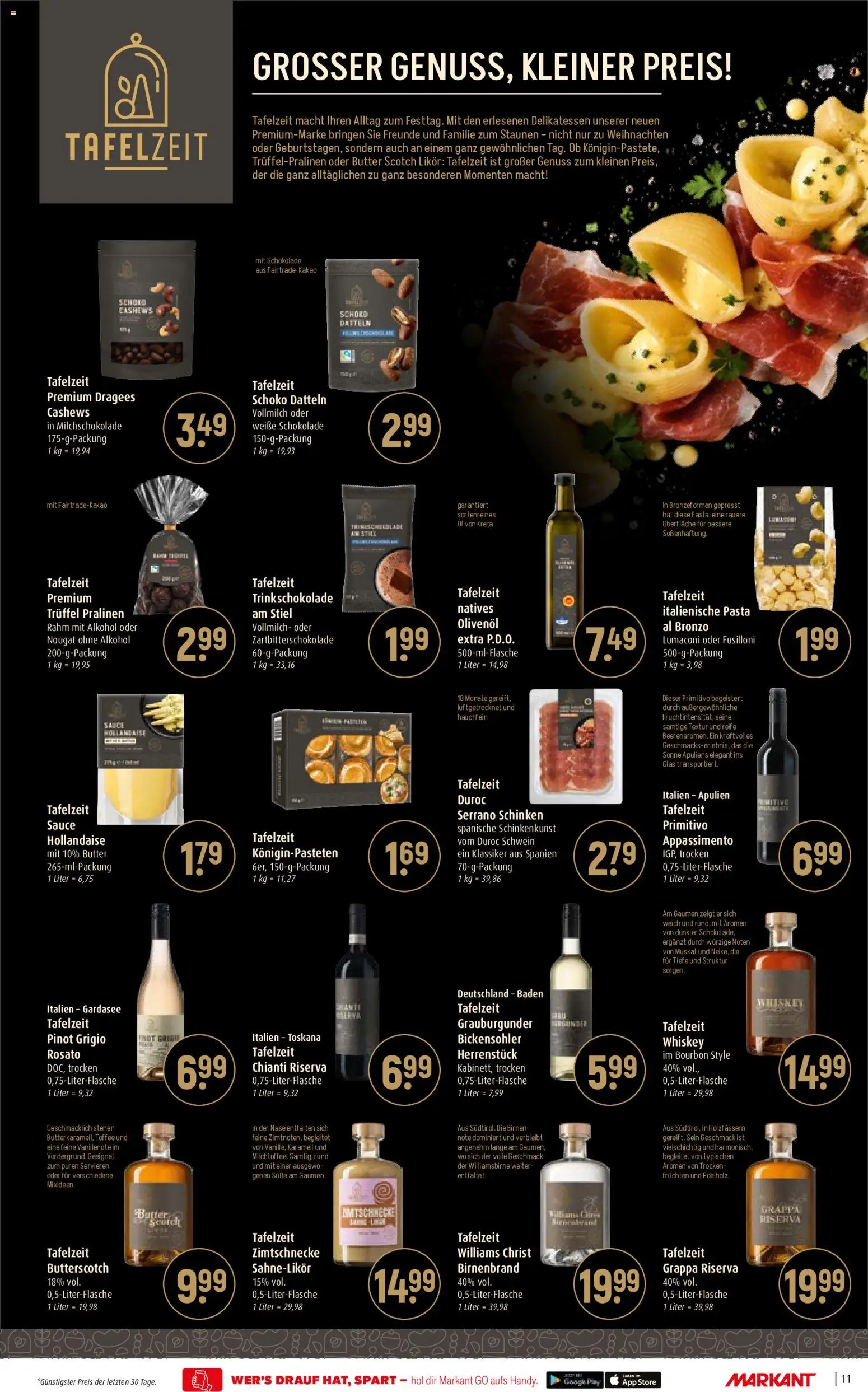 Vorschau von dem Prospekt des Geschäftes Markant, gültig ab dem 02.11.2026 - Butter, Schokolade, Öl, Alkohol, Whiskey, Bourbon, Likör, Olivenol