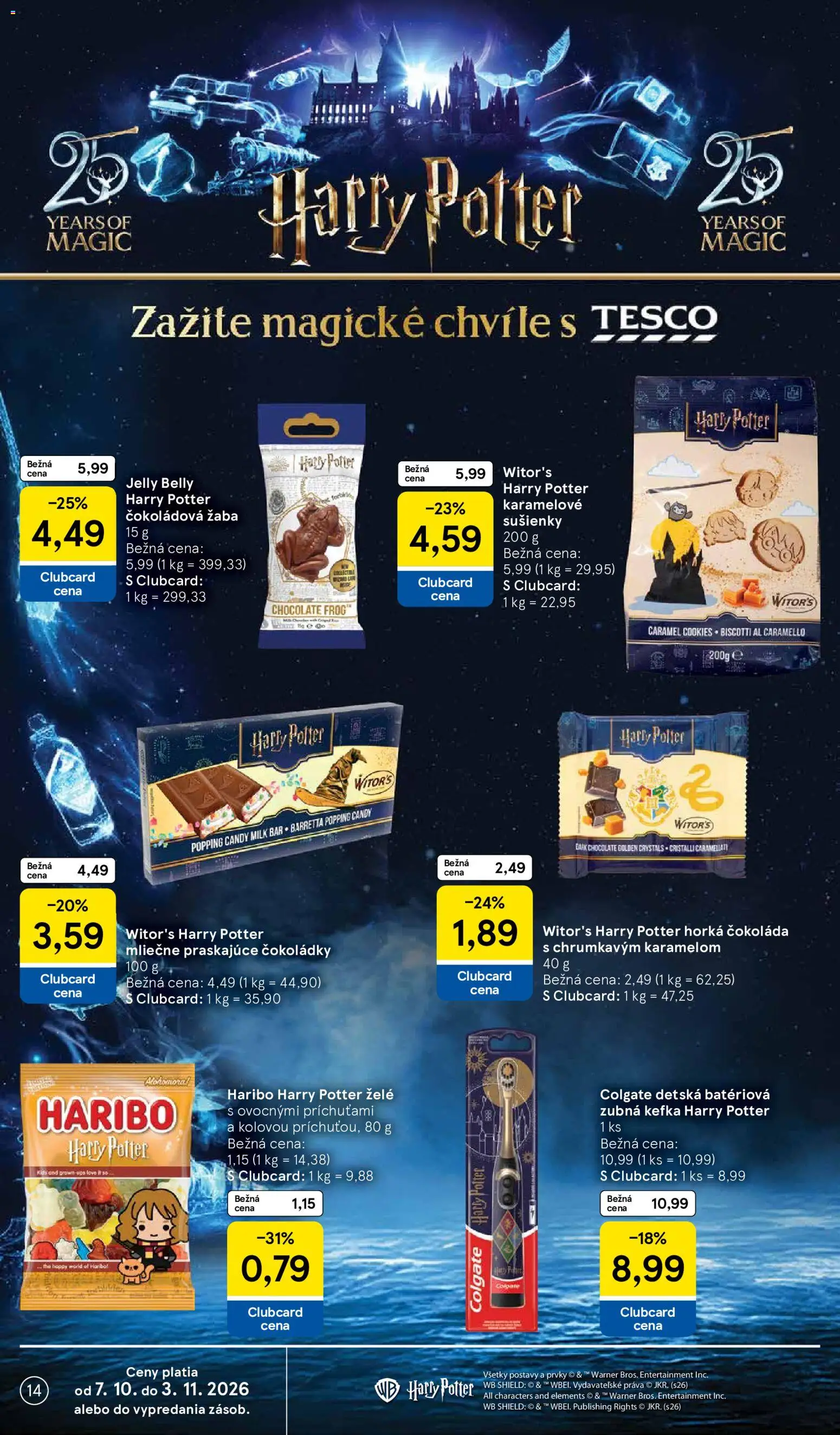 Náhľad Tesco letáku platného od 21.10.2026 - Čokoláda, Sušienky, Zubná kefka