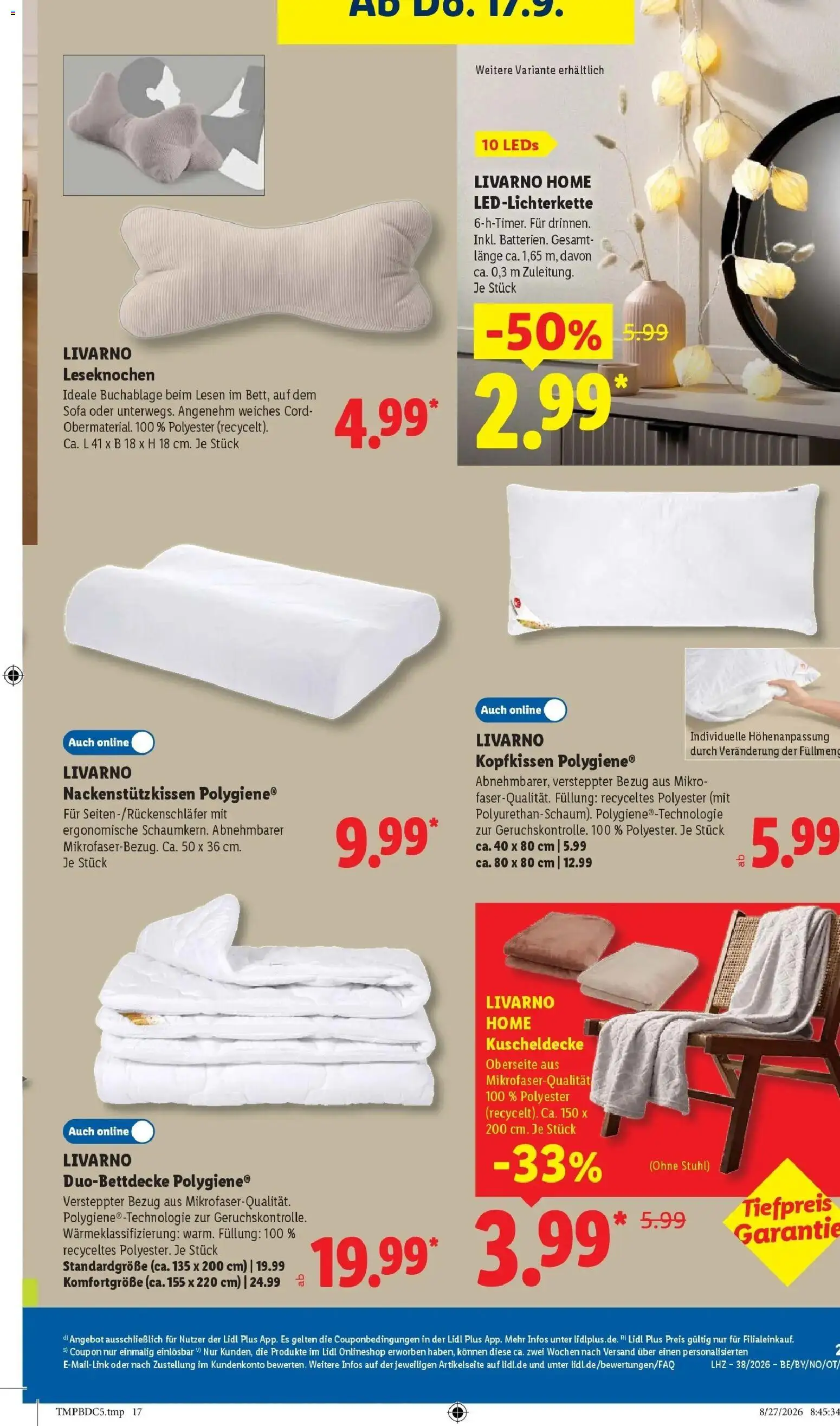Vorschau von dem Prospekt des Geschäftes Lidl, gültig ab dem 14.09.2026 - Sofa, Stuhl, String, Kopfkissen