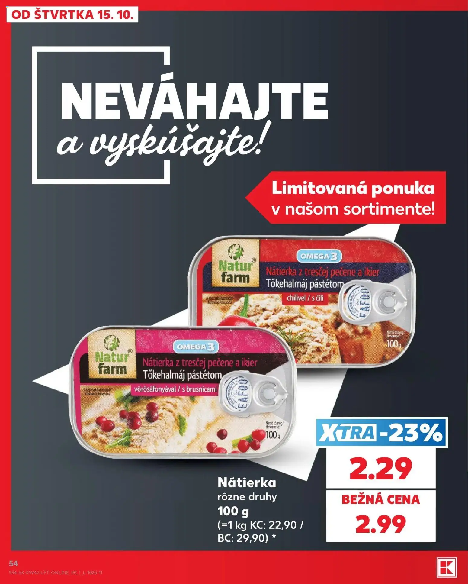 Náhľad Kaufland letáku platného od 15.10.2026 - Omega 3, Omega, Nátierka