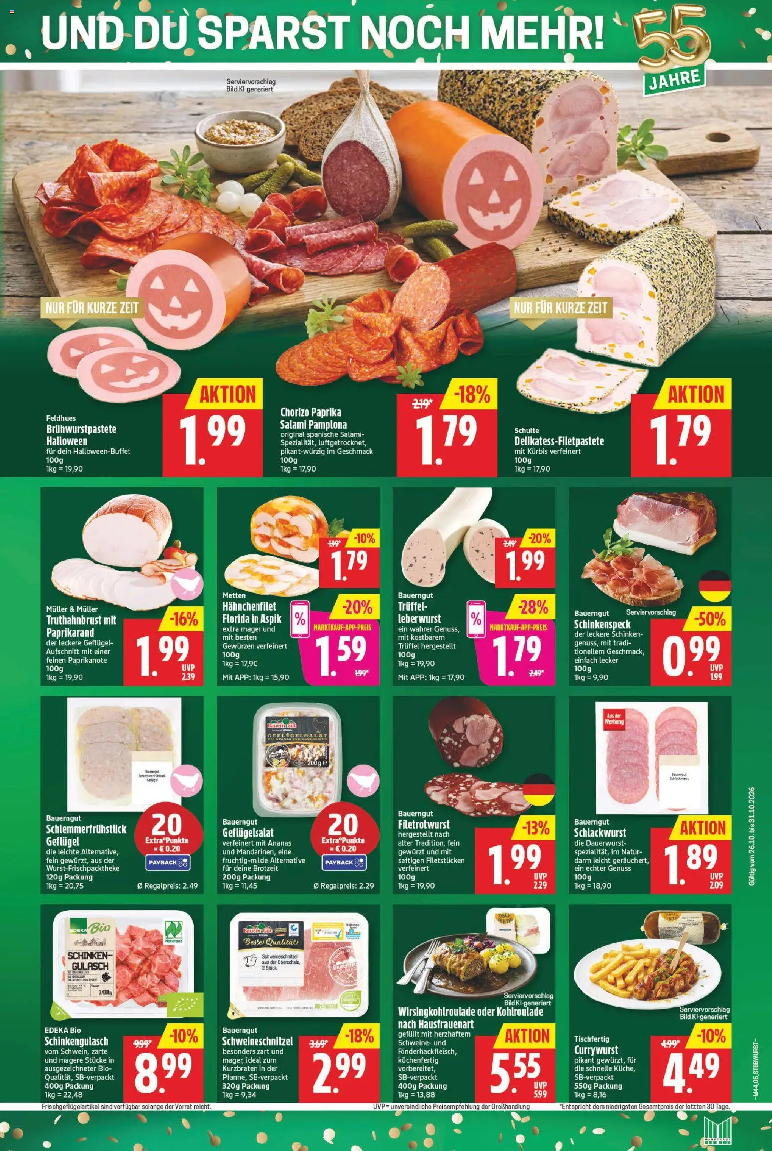 Vorschau von dem Prospekt des Geschäftes Marktkauf, gültig ab dem 26.10.2026 - Gulasch, Kürbis, Ananas, Paprika, Salami, Schinken, Bauerngut