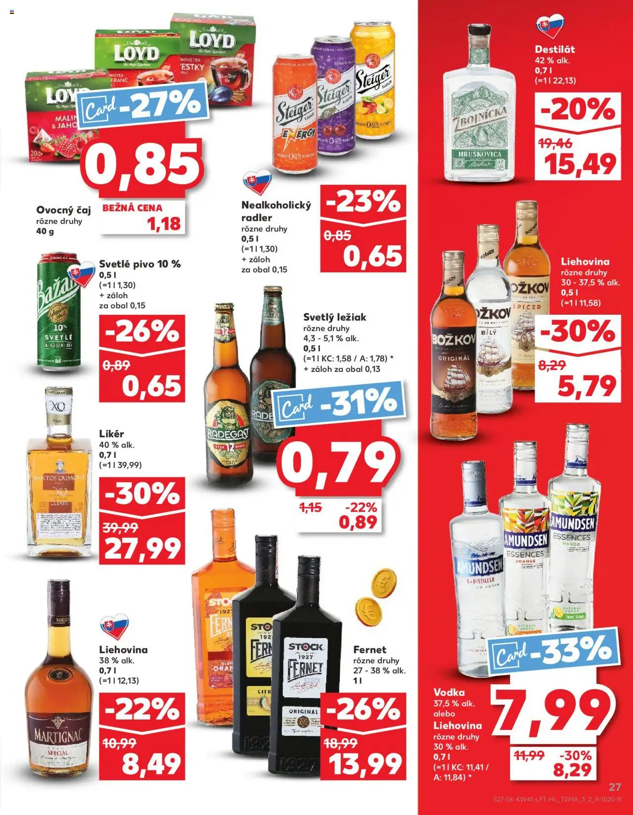 Náhľad Kaufland letáku platného od 09.10.2025 - Mango, Vodka, Čaj, Radegast, Fernet, Radler, Fernet Stock, Destilát