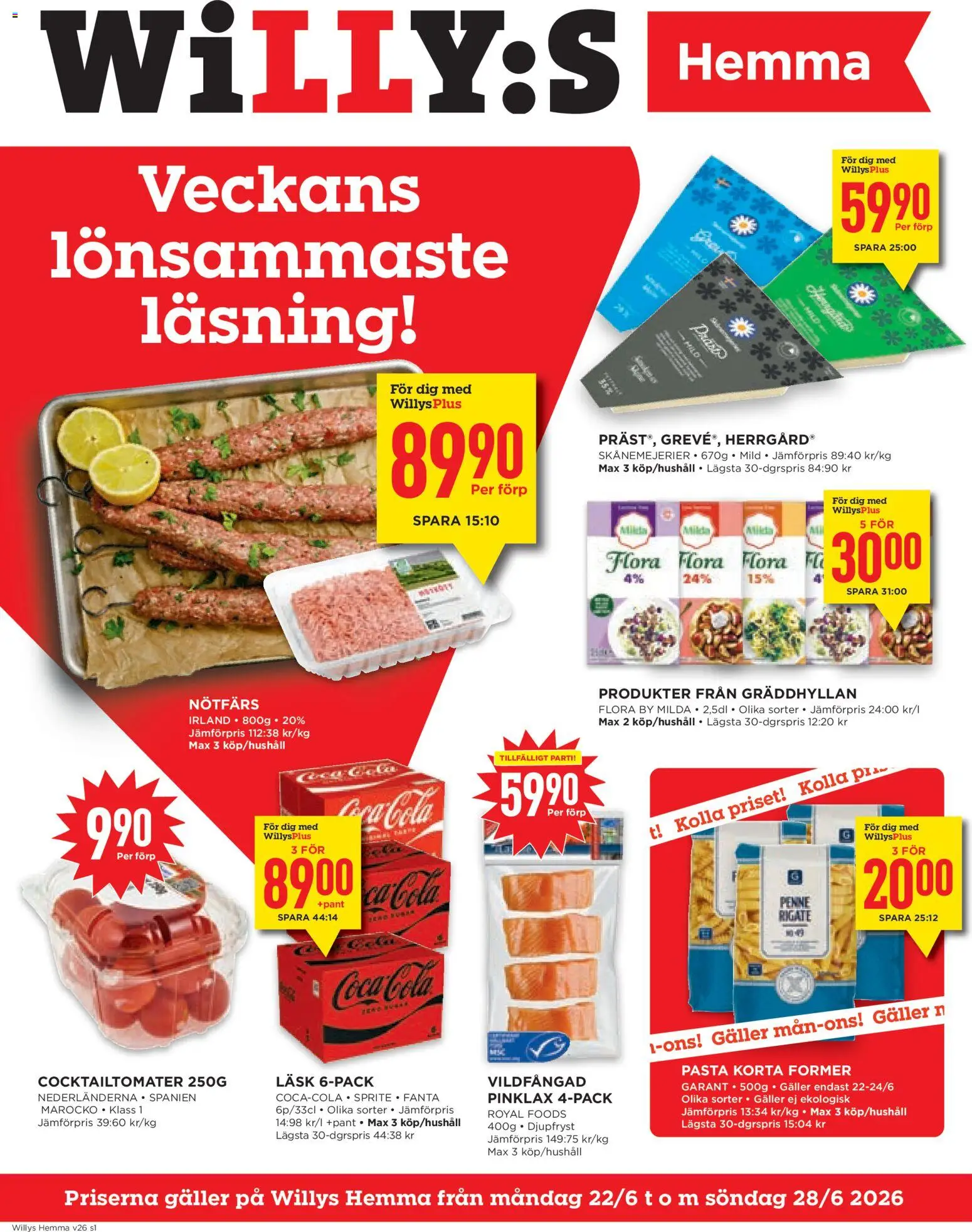 Förhandsgranska reklamblad Willys erbjudanden Hemma från butik Willys gäller från 22/06/2026