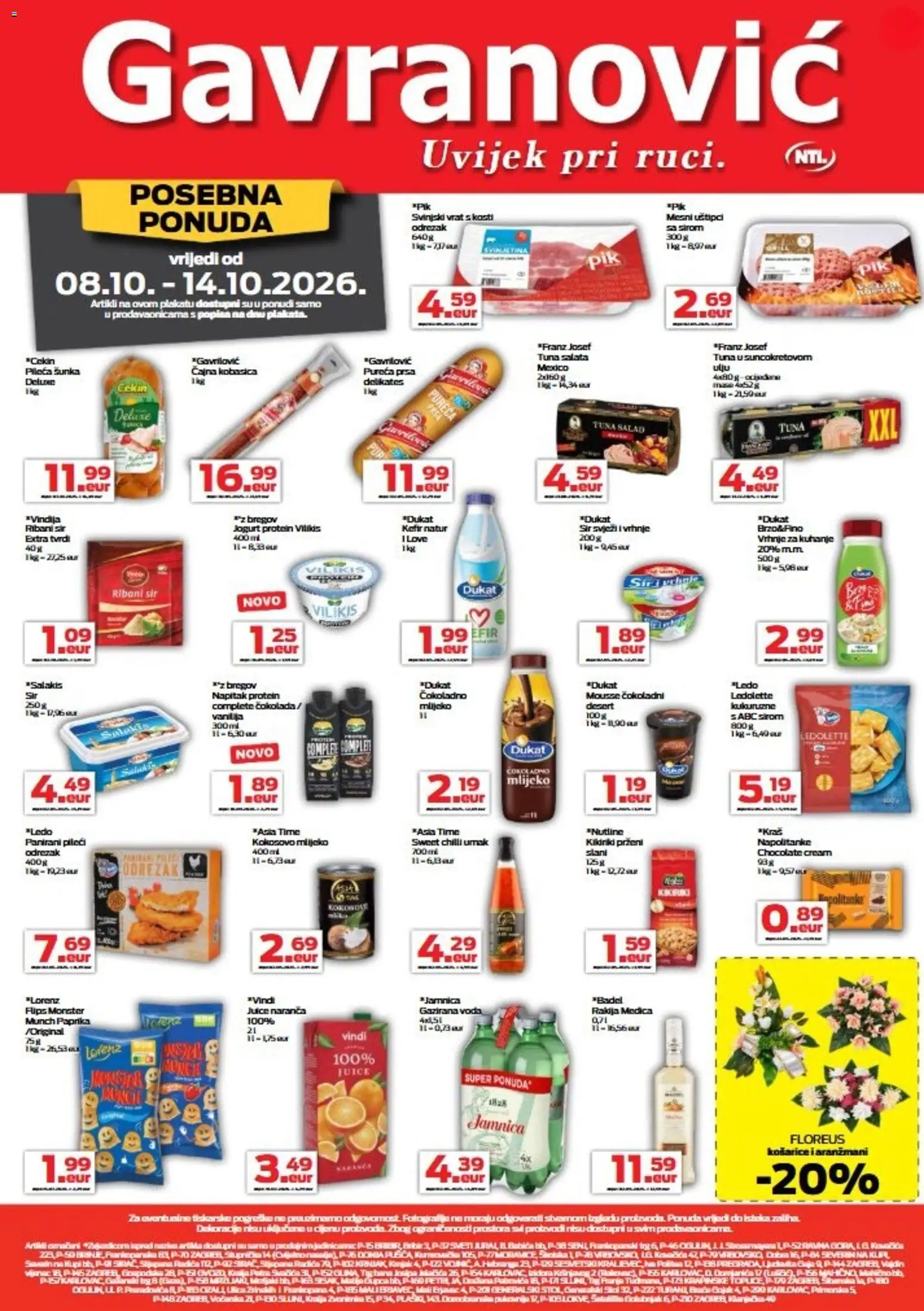 Pregled letka Gavranović Katalog trgovine Gavranović vrijedi od 08.10.2026