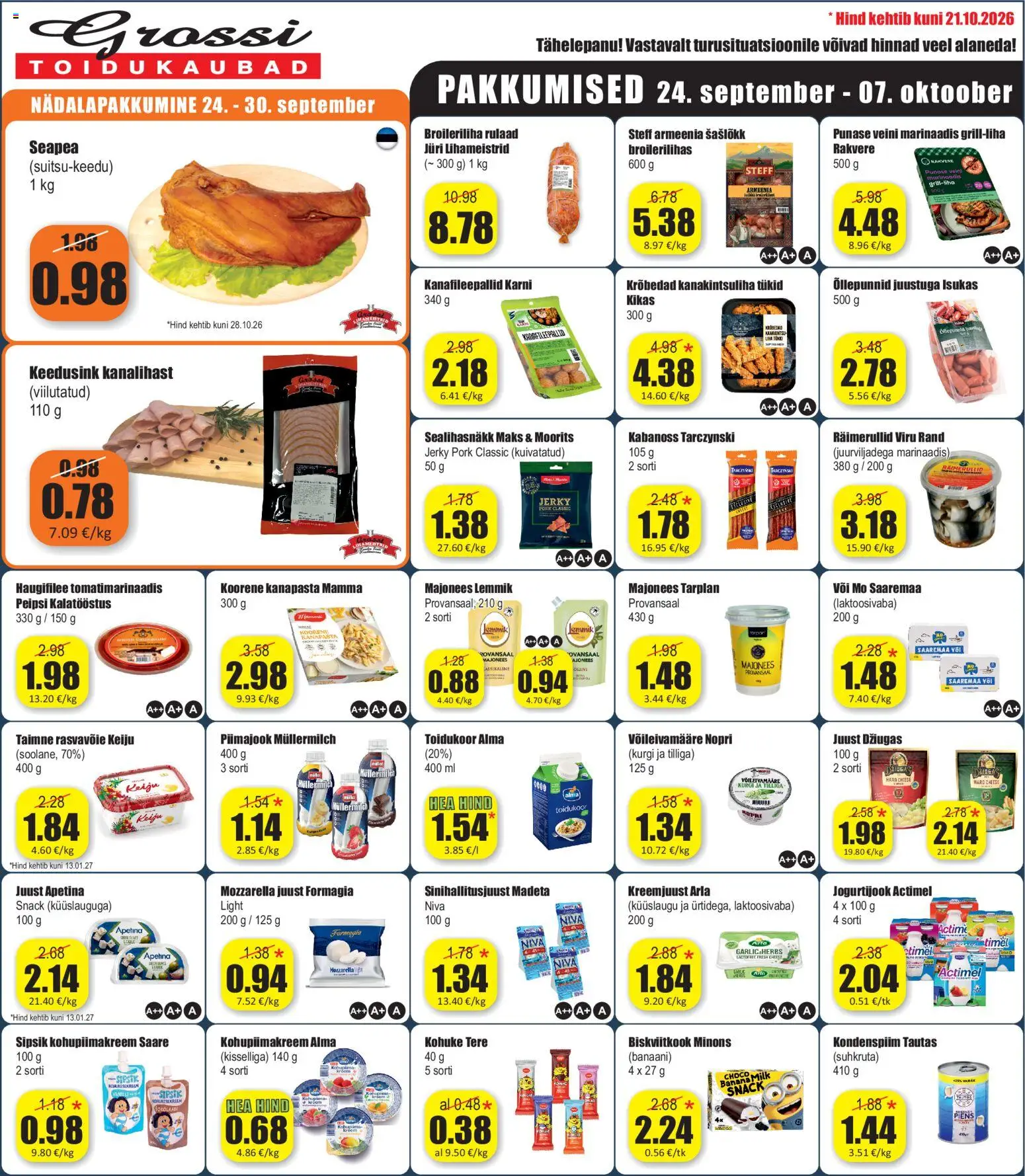 Grossi Toidukaubad kliendilehe eelvaade alates 24.09.2026