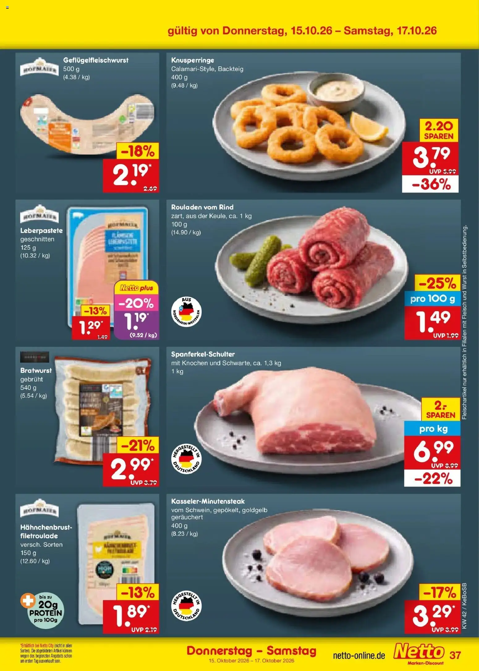 Vorschau von dem Prospekt des Geschäftes Netto Marken-Discount, gültig ab dem 12.10.2026 - Wurst, Bratwurst, Fleisch, Hahnchenbrust