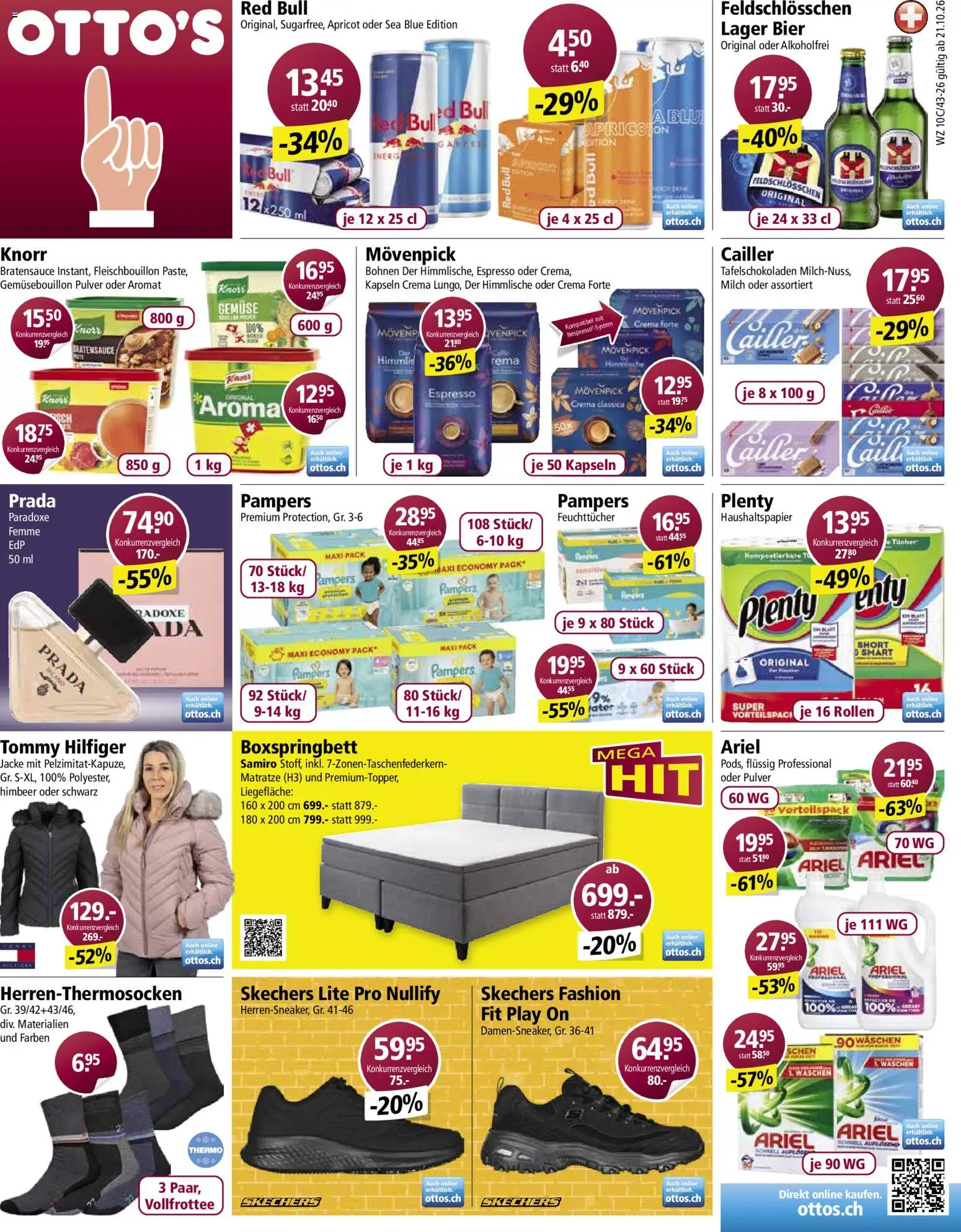 Vorschau des Merkblatts Otto's aktionen vom Shop Otto's gültig von 21.10.2026 bis 26.10.2026 - Red bull, Matratze, Boxspringbett, Bier, Gemüse, Pampers, Jacke, Pulver