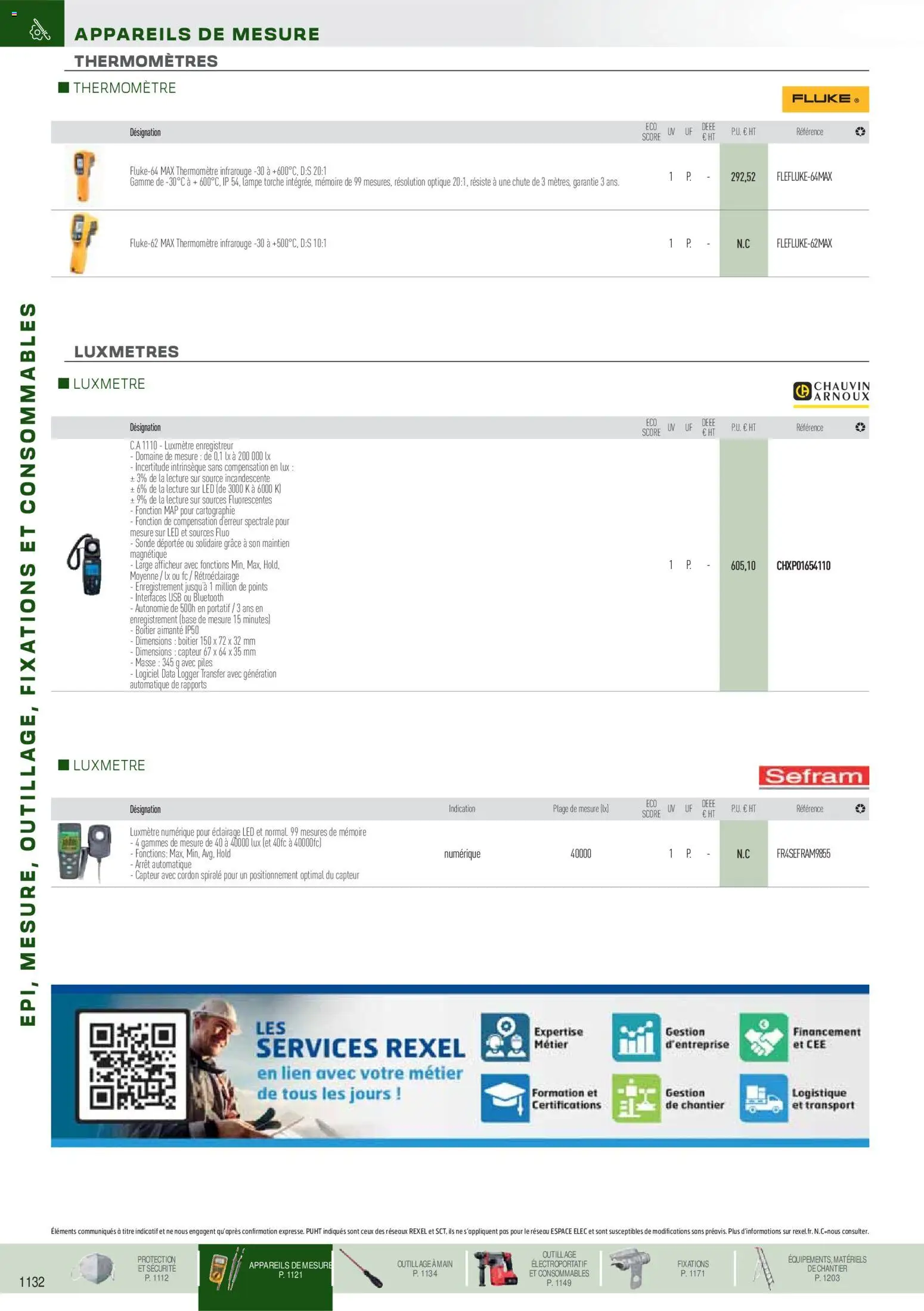 Prévisualisation de Brochure EPI, mesure, outillage, fixations et consommables du magasin Rexel formulaire valide 18/11/2025 - Lampe, Thermomètre, Piles, USB, Base, Éclairage, Masse, Thermometre infrarouge