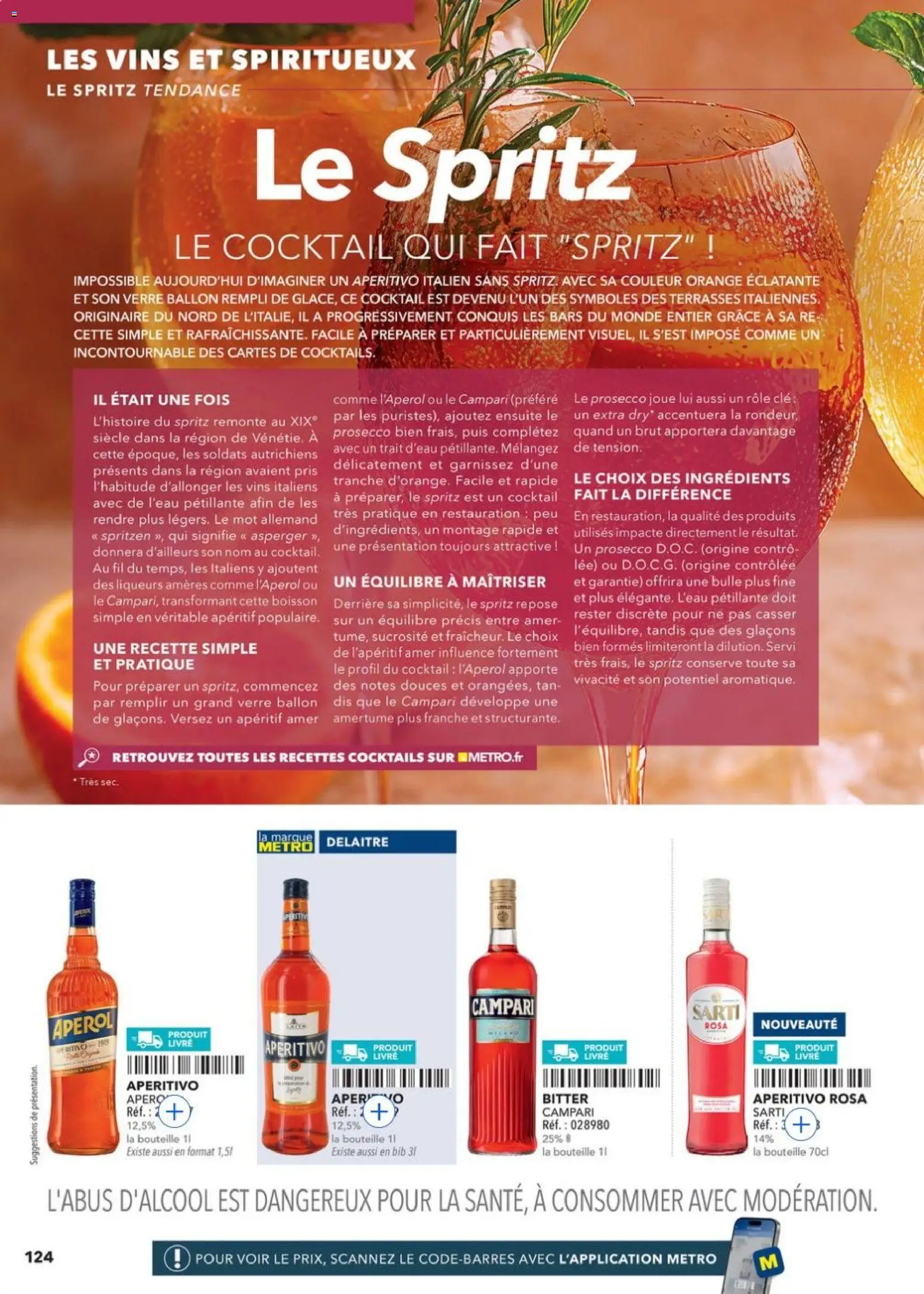 Prévisualisation de METRO - Guide Italie du magasin METRO formulaire valide 28/05/2026 - Orange, Cocktail, Prosecco, Aperol, Ballon, Apéritif, Bouteille, Ingrédients