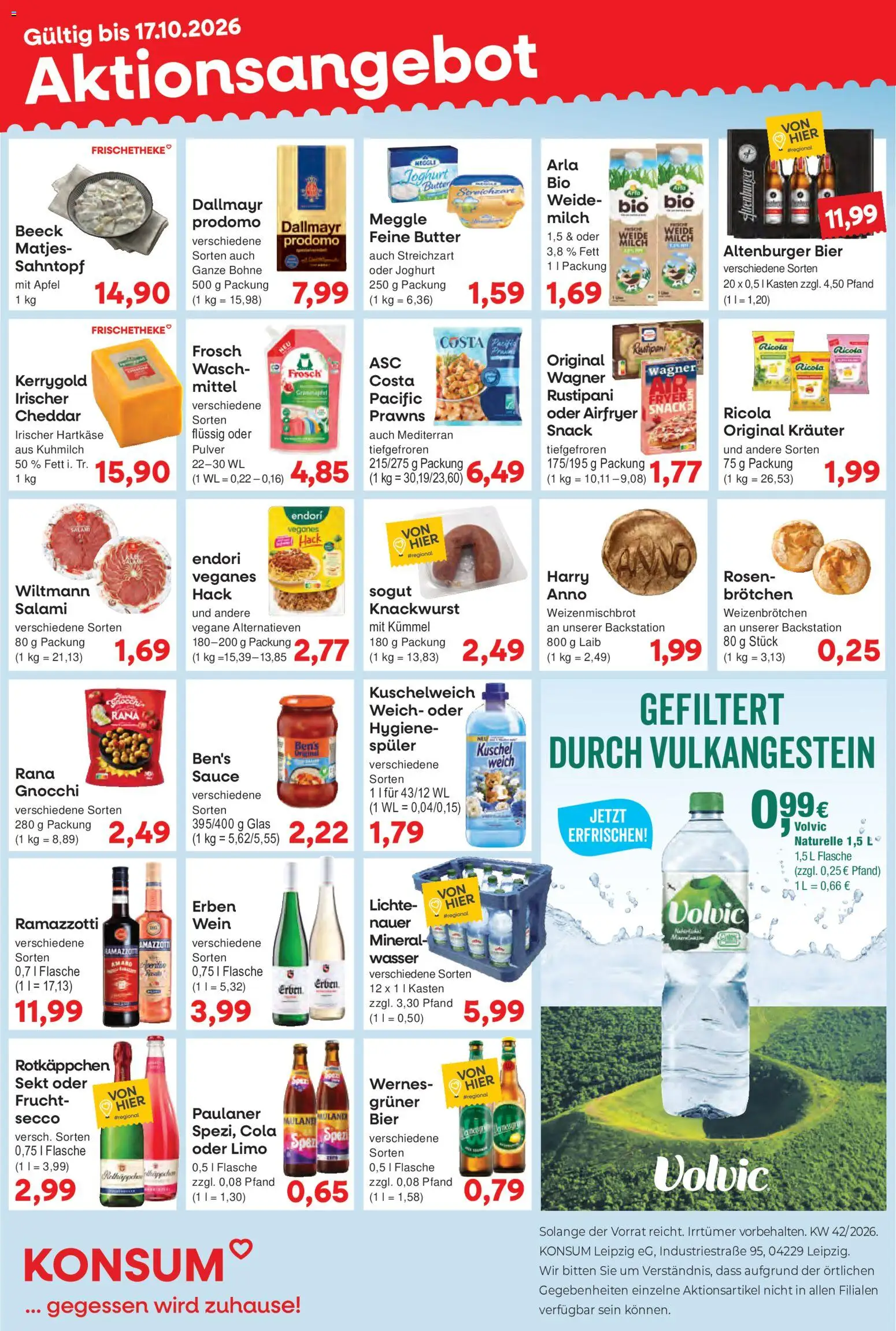 Vorschau von dem Prospekt des Geschäftes KONSUM Leipzig, gültig ab dem 12.10.2026 - Butter, Gnocchi, Wein, Joghurt, Ramazzotti, Dallmayr, Salami, Sekt