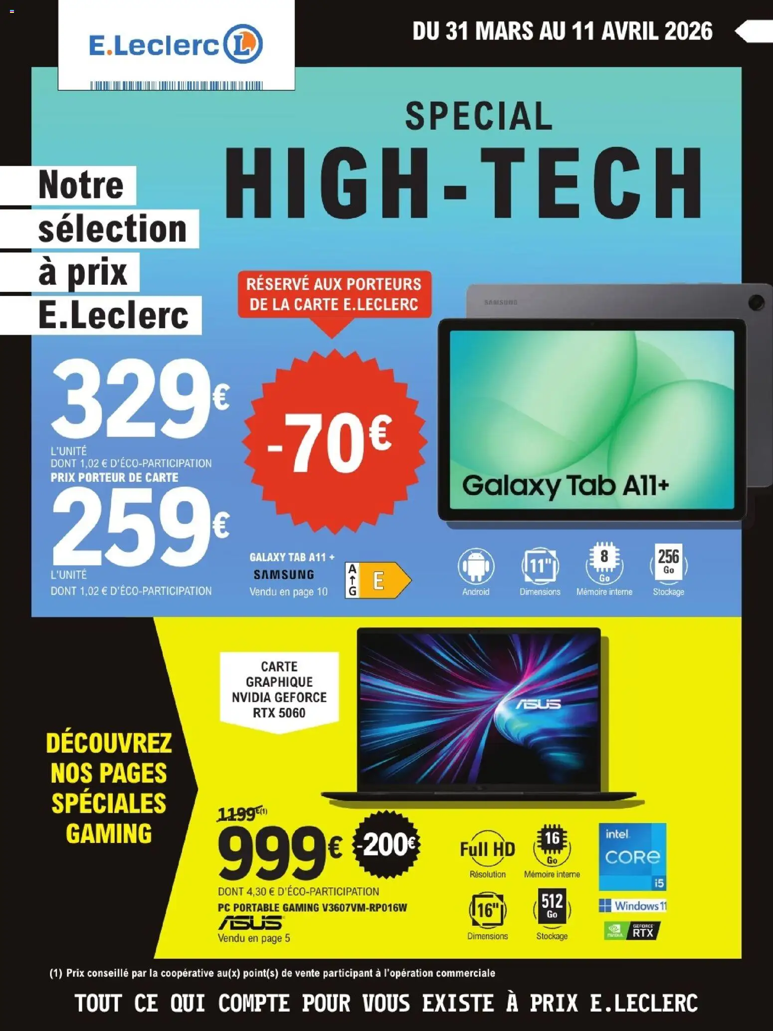 Prévisualisation de E.Leclerc - High-tech avril du magasin E.Leclerc formulaire valide 31/03/2026 - PC, PC portable, Portable