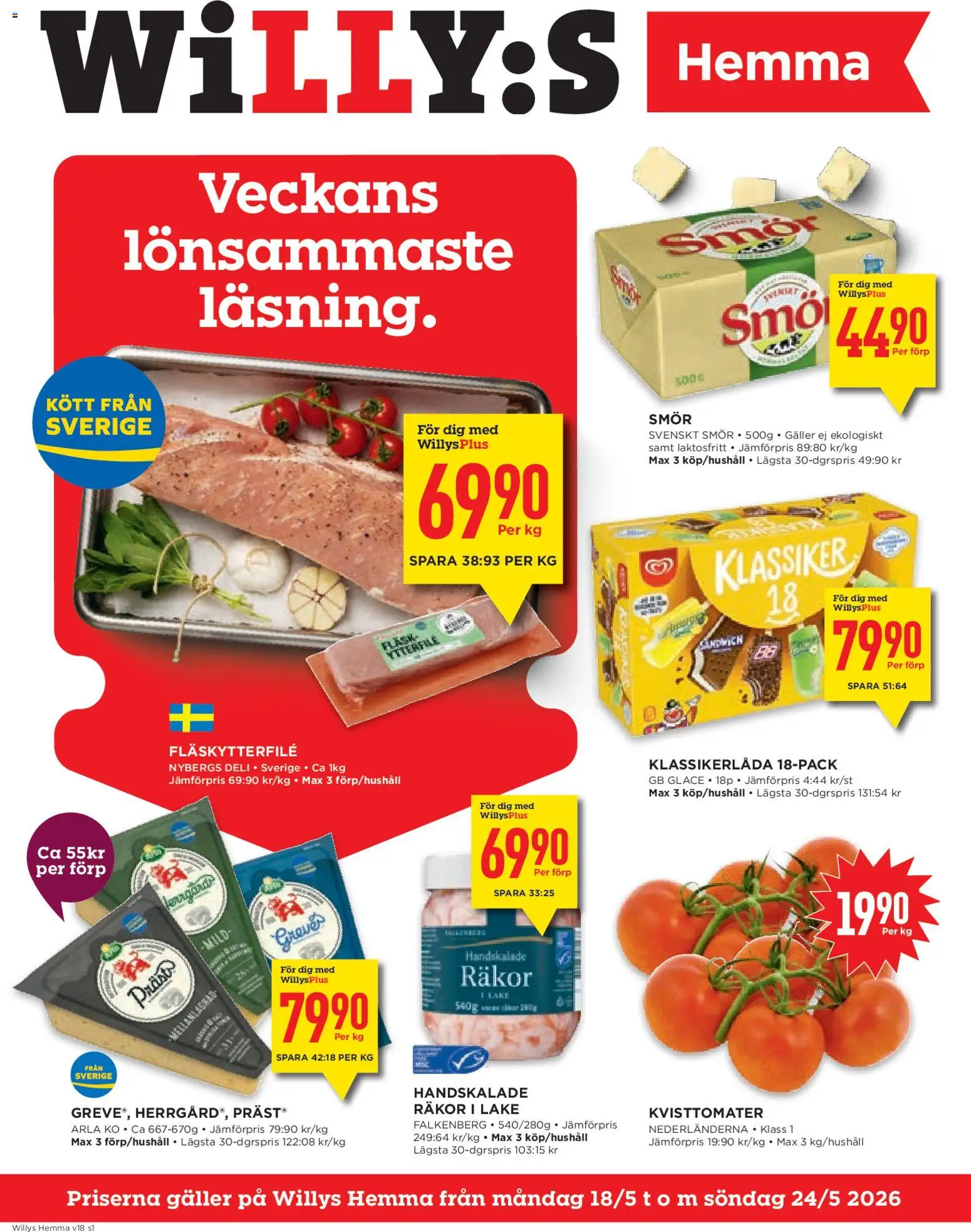 Förhandsgranska reklamblad Willys erbjudanden från butik Willys gäller från 18/05/2026