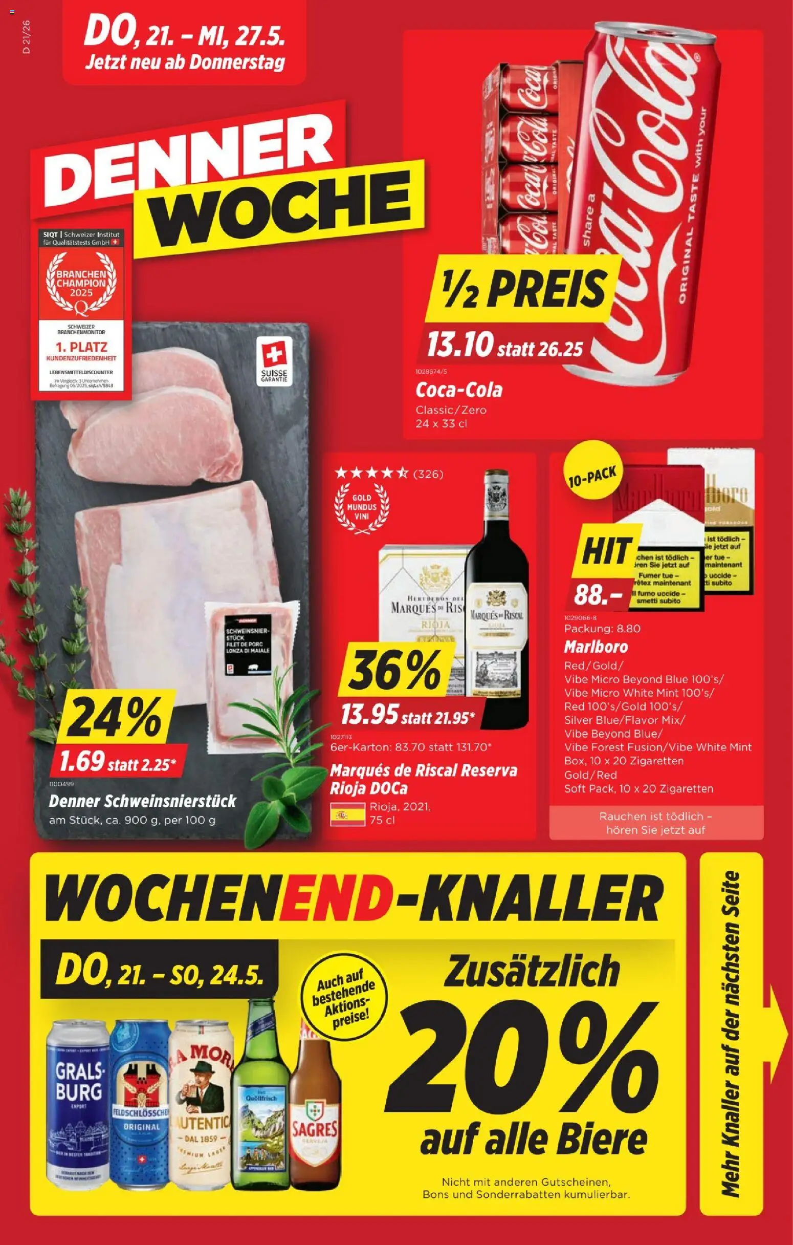 Vorschau des Merkblatts Denner aktionen vom Shop Denner gültig von 21.05.2026 bis 27.05.2026